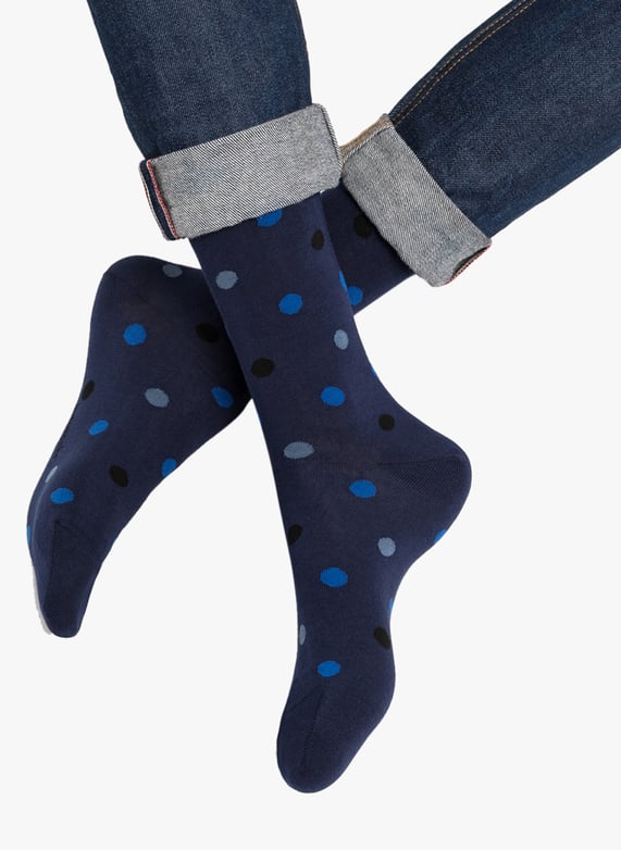 Calzini jacquard a pois in misto cotone Blu Bleuforet Donna