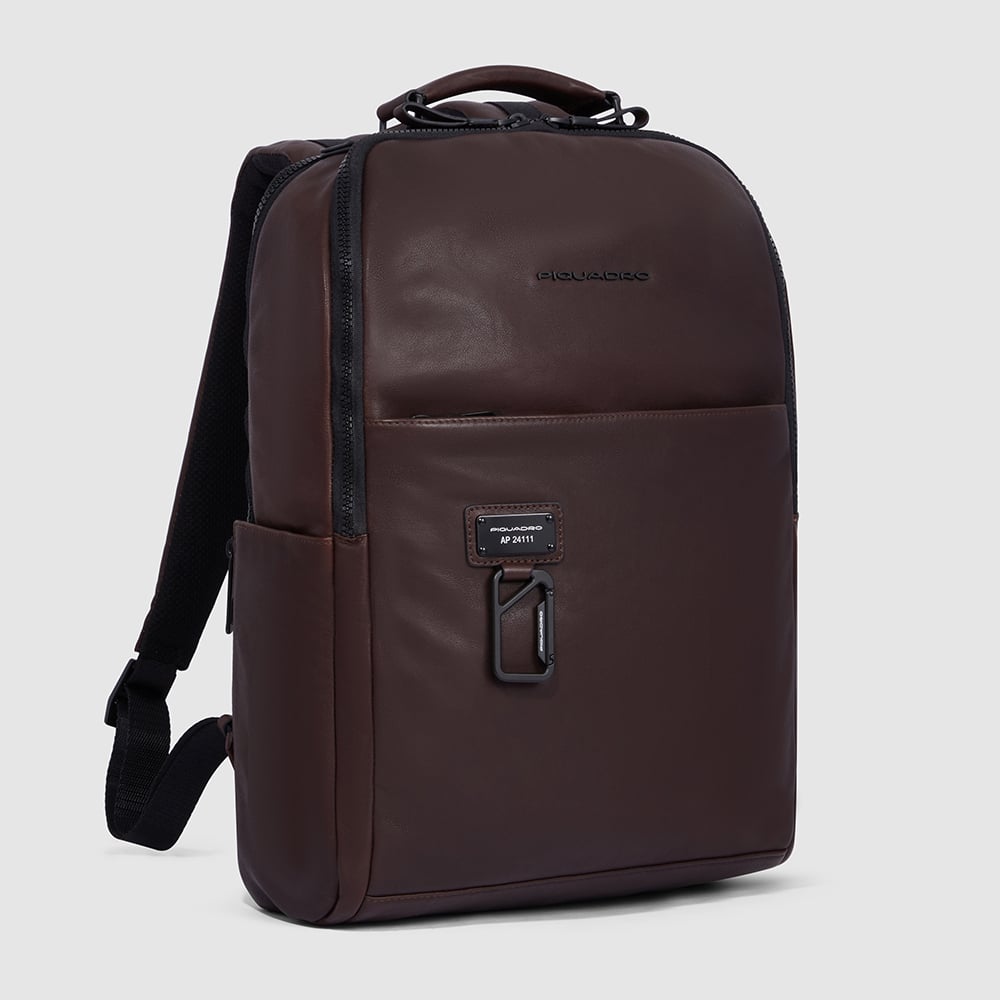 Leather backpack PIQUADRO Brown