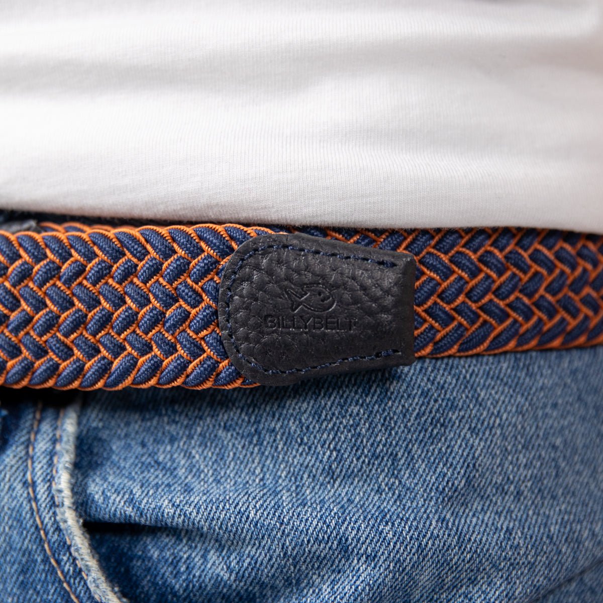 Multicolored braided elastic belt BILLYBELT Blue
