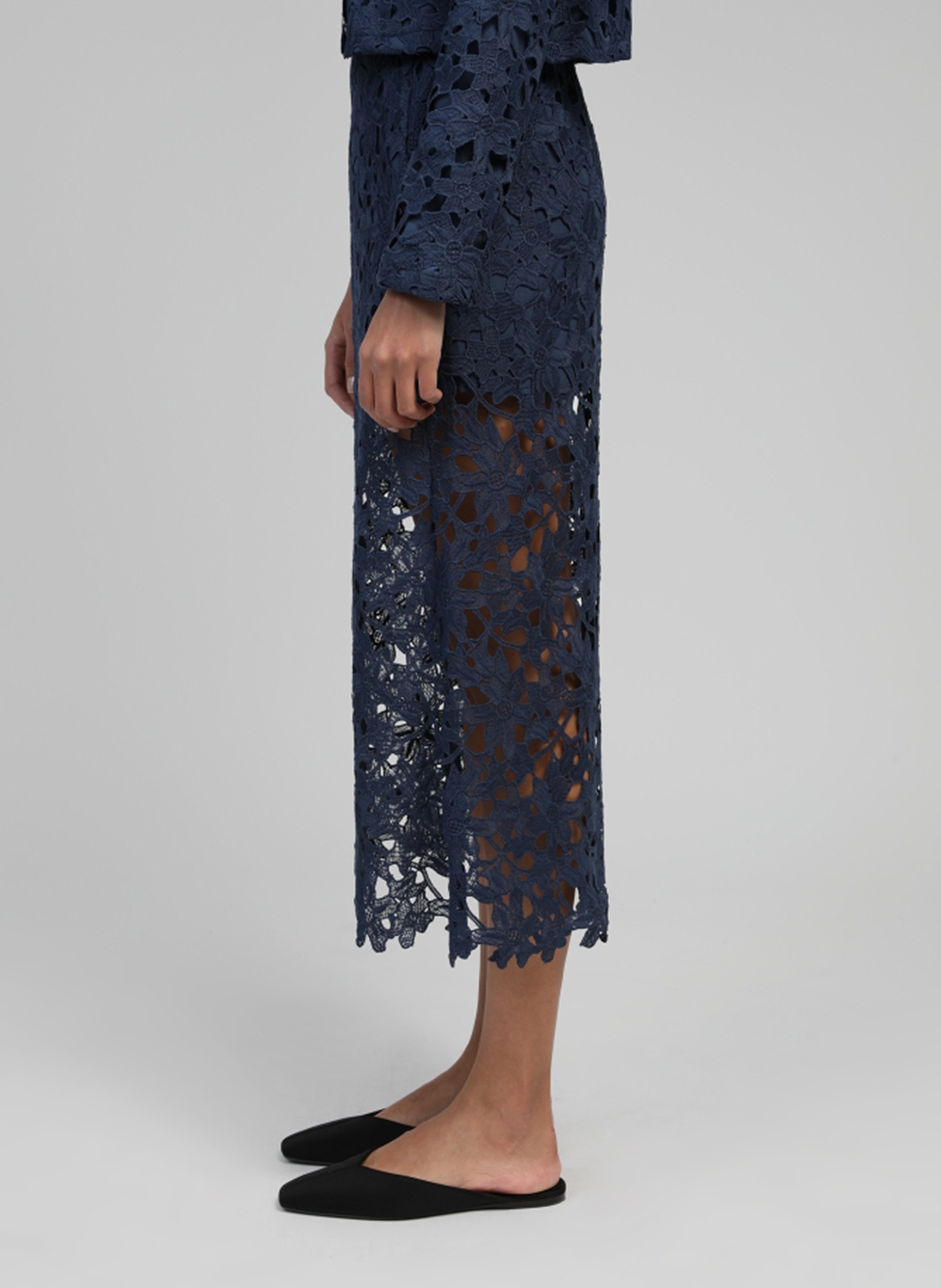 High-waisted lace maxi skirt AN'GE Blue