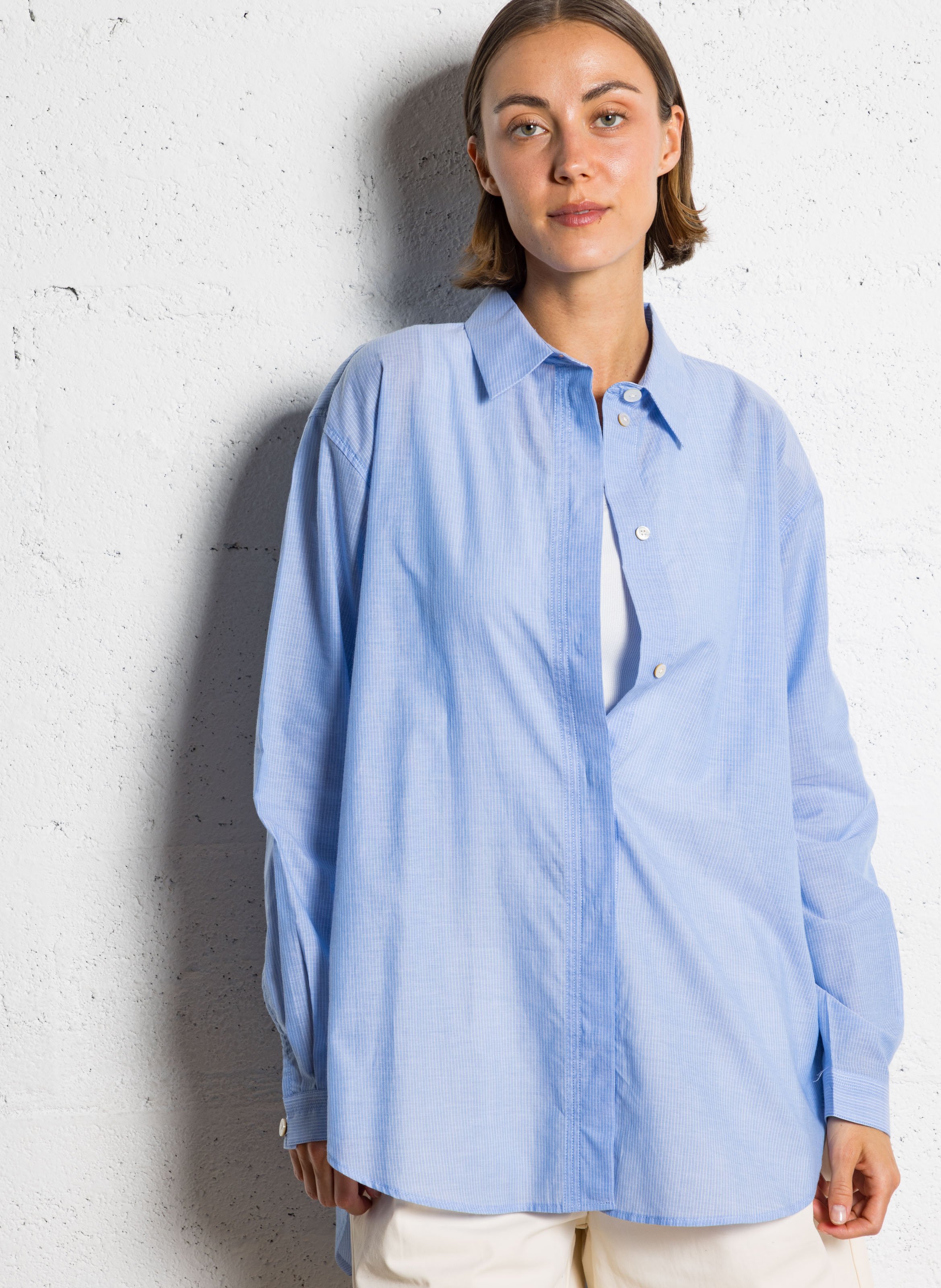 Long loose-fit cotton shirt RUE DE TOKYO Blue