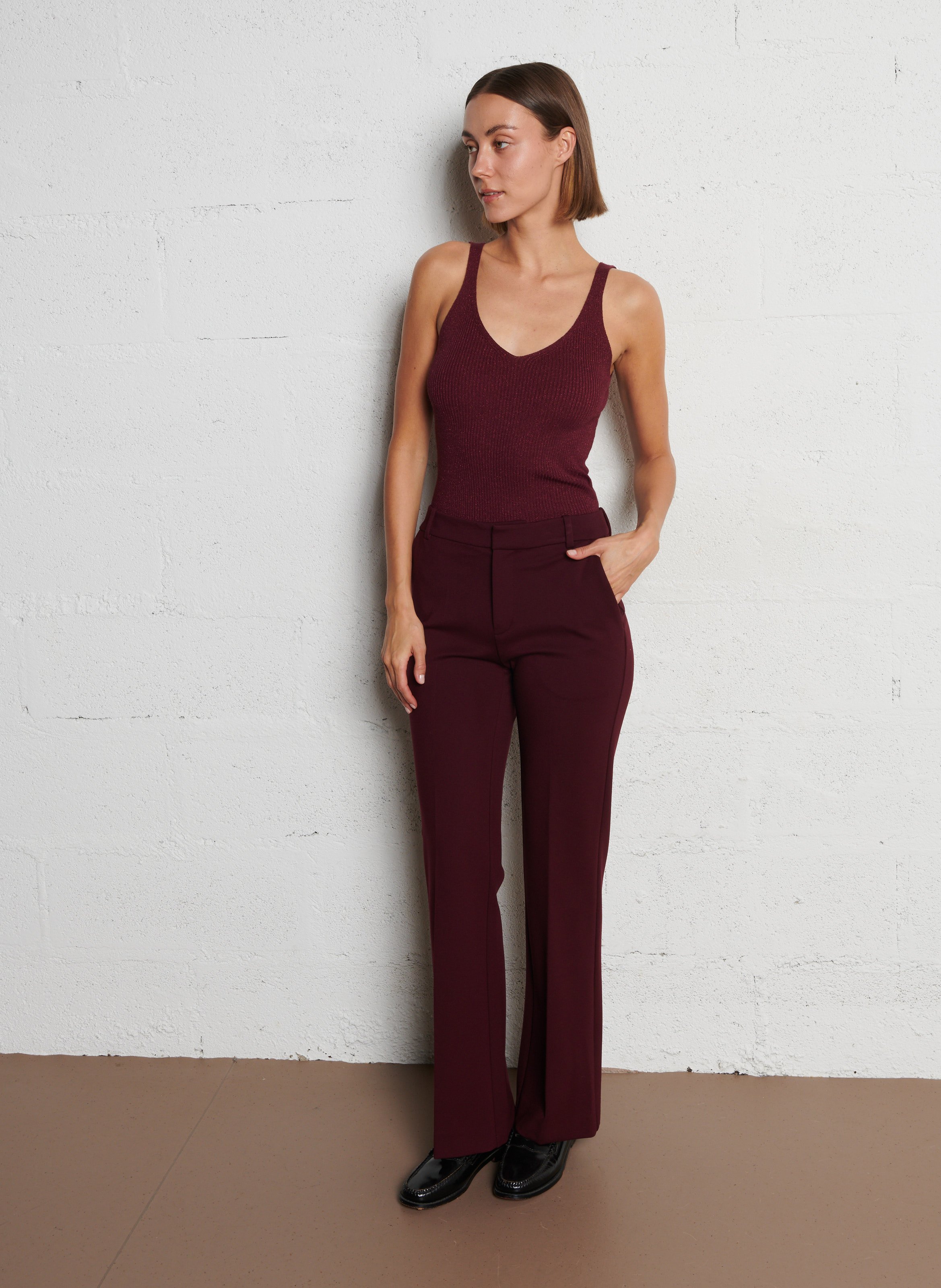 Débardeur en tricot fantaisie côtelé IKKS Rose