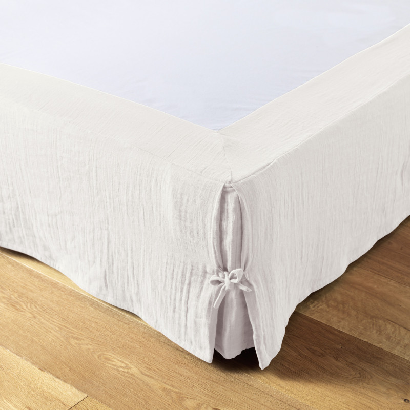 "Gaïa" cotton gauze bed skirt for all sizes  Chantilly 90 x 190 cm