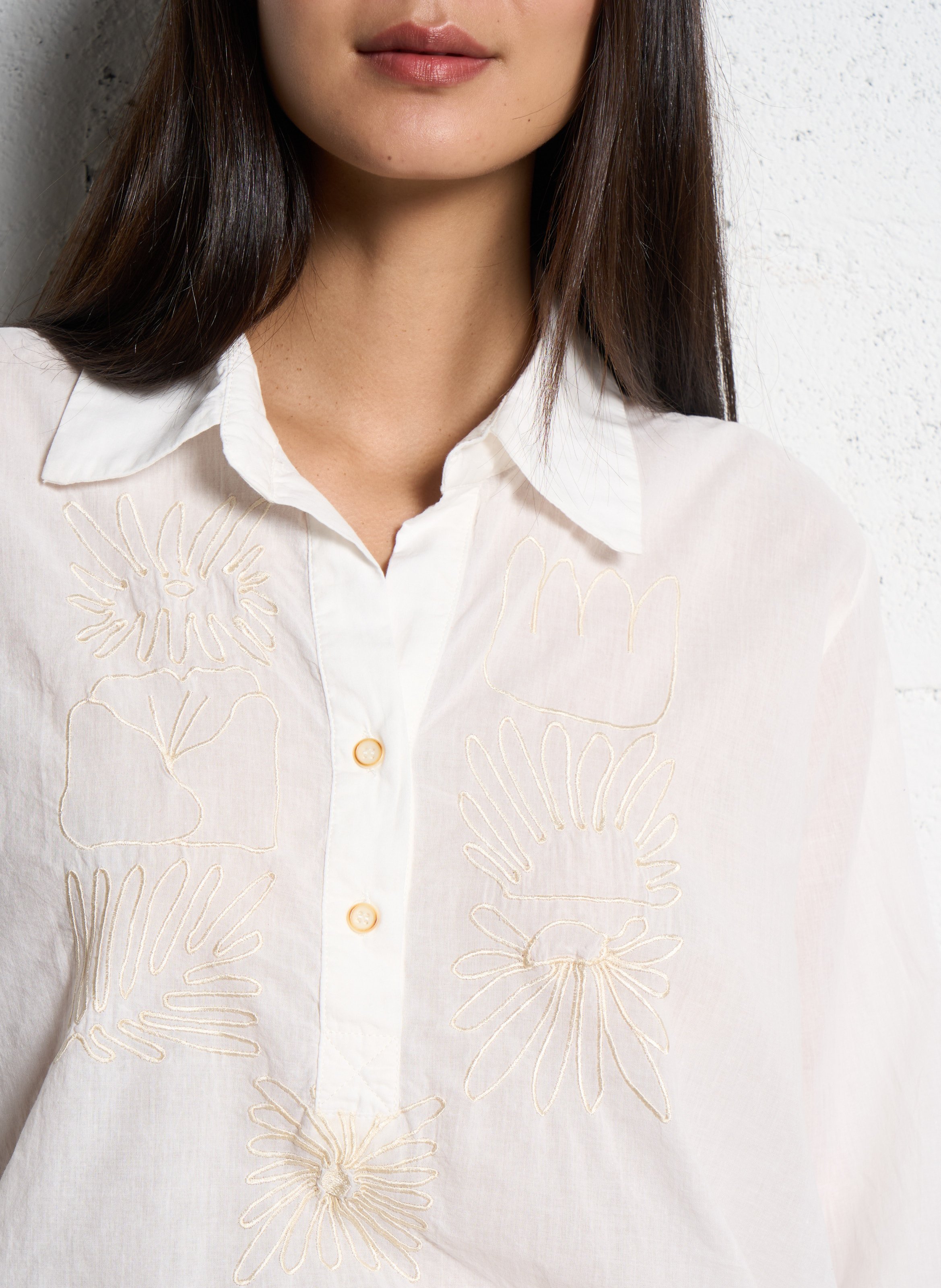 Cotton blouse with classic collar TINSELS White