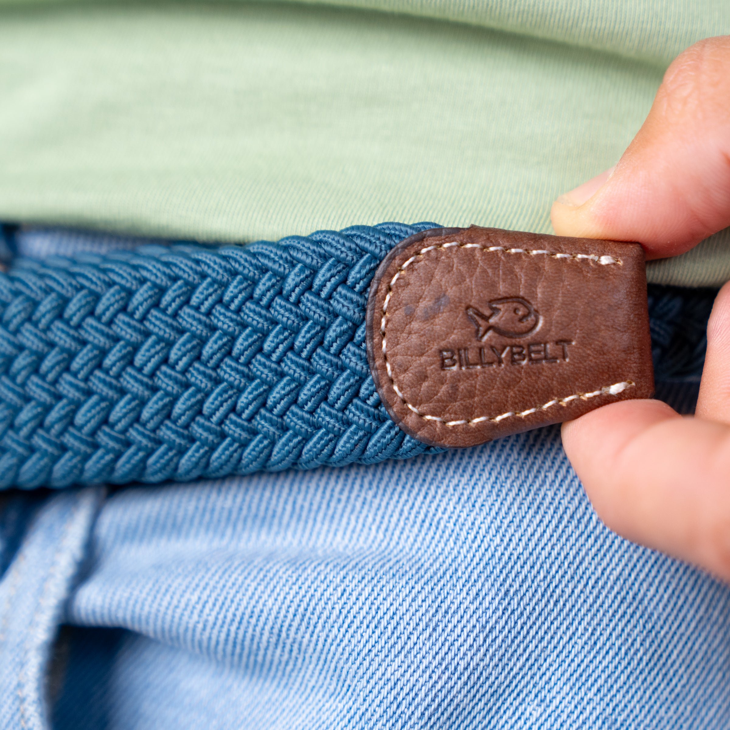 Solid Elastic Braided Belt BILLYBELT Blue