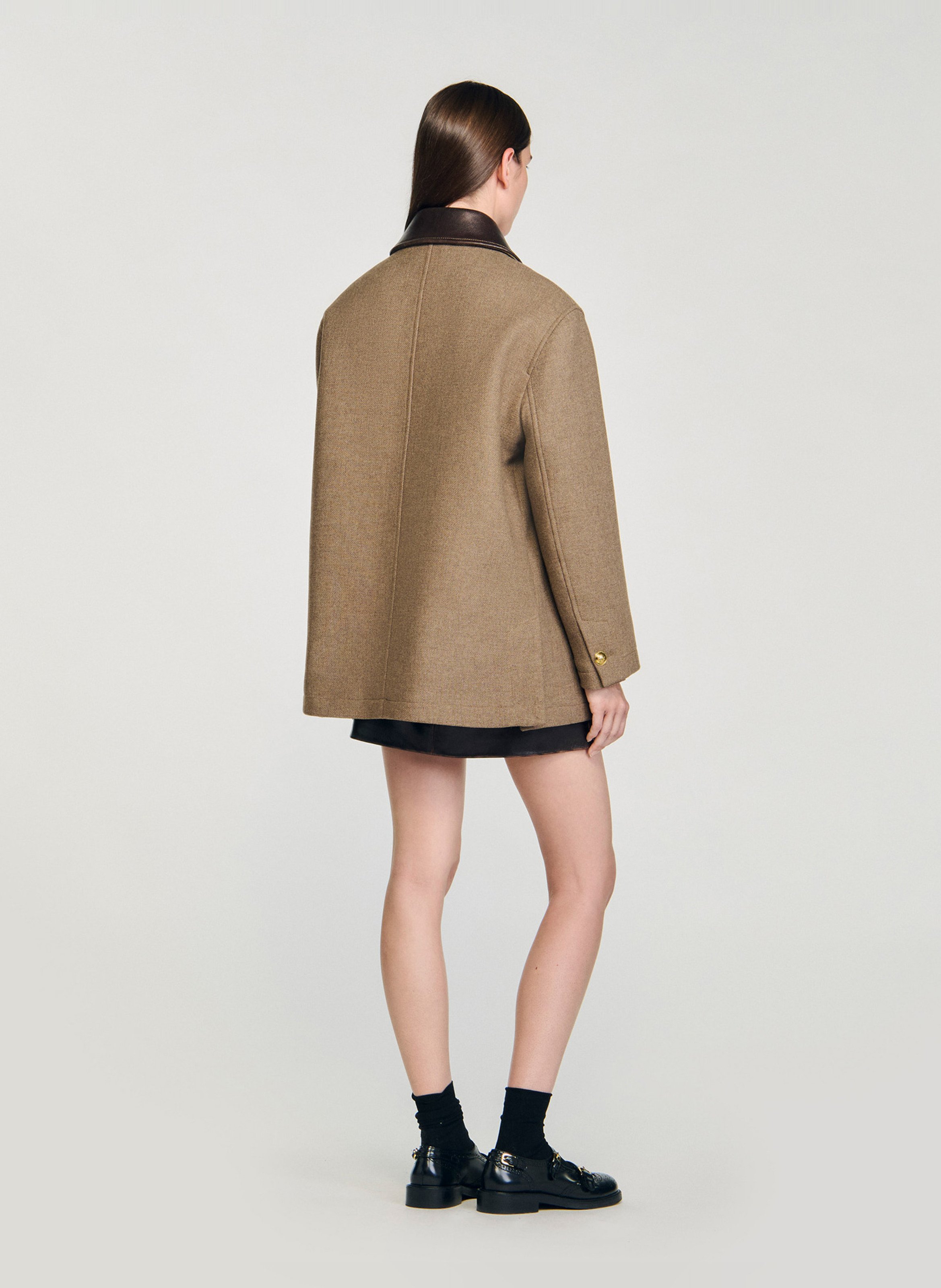 Jas met klassieke kraag - wolblend SANDRO Beige