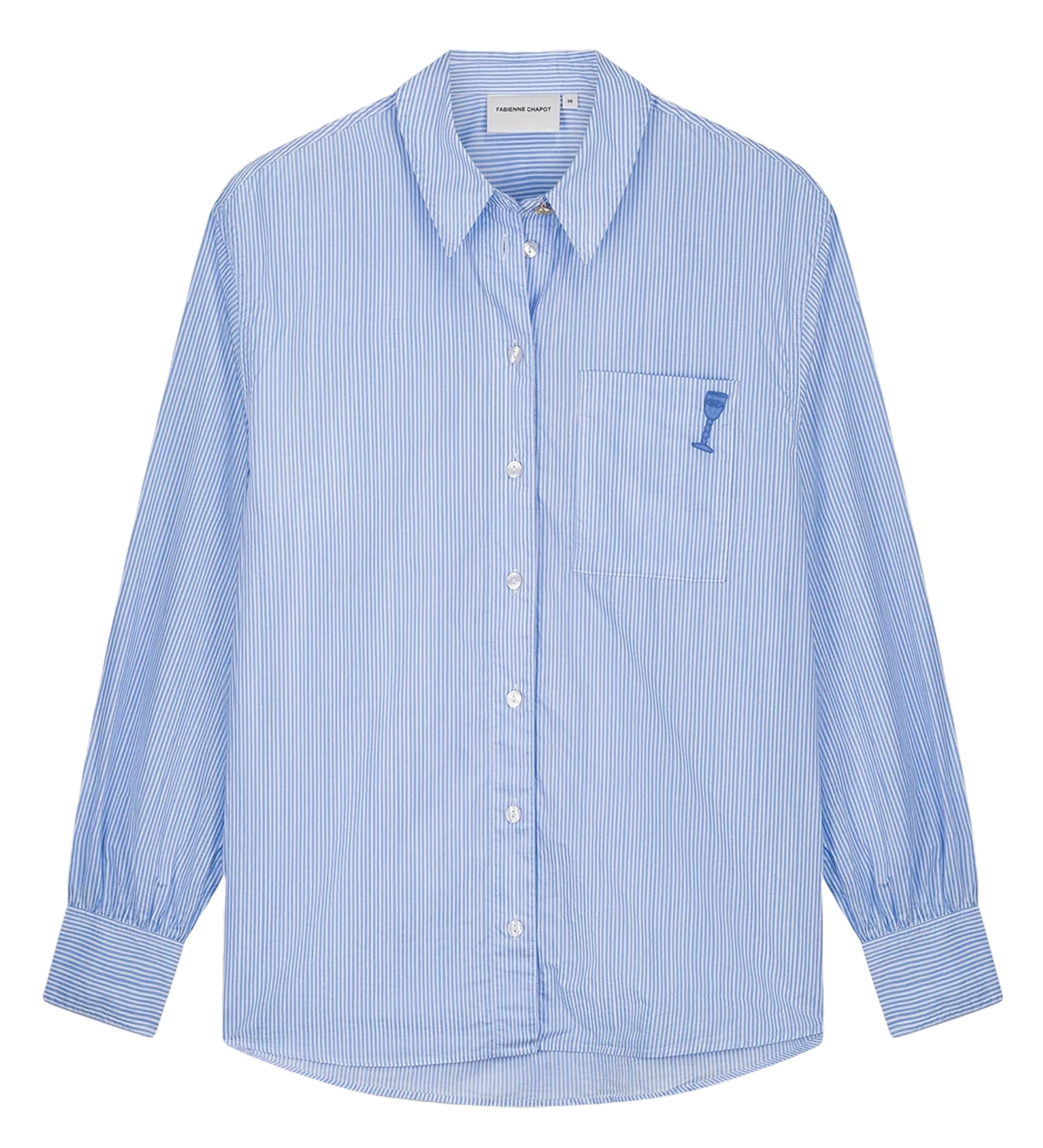 Chemise droite à rayures en coton bio FABIENNE CHAPOT Bleu