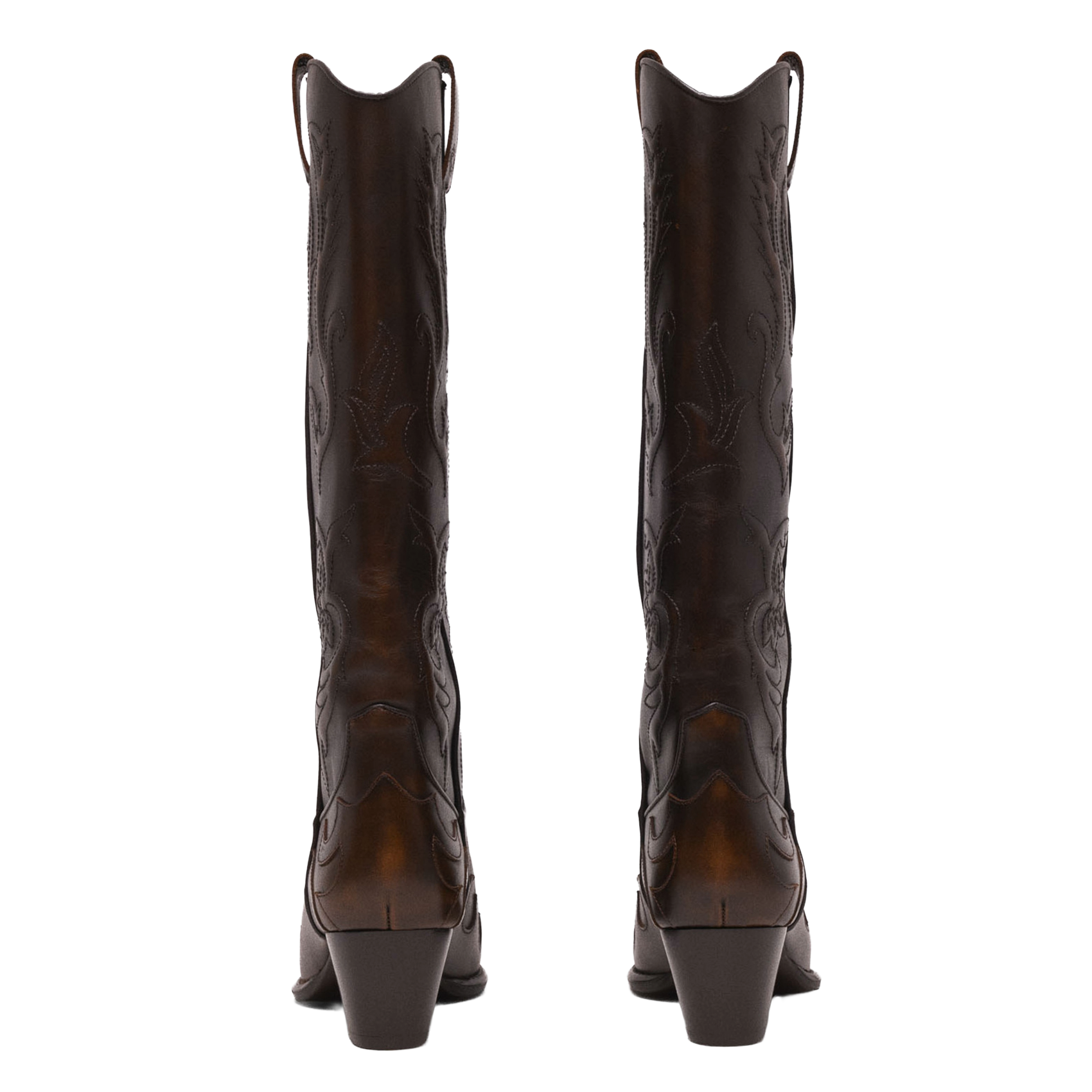 Bottes santiag en cuir MAJE Marron