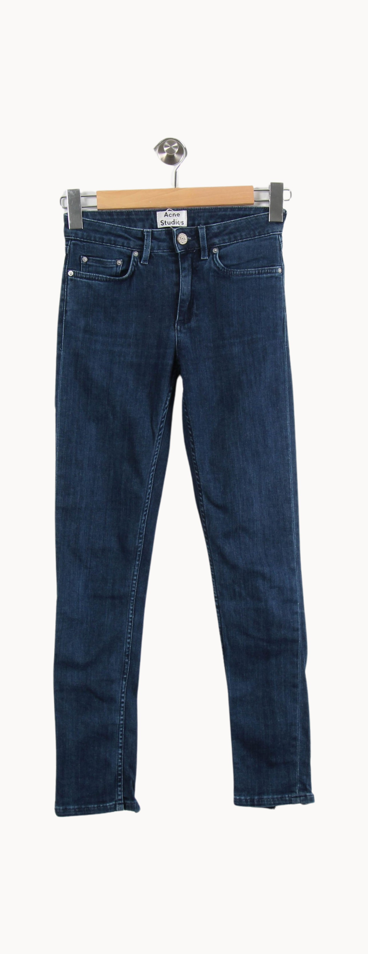 Cropped slim jeans with studs ACNE STUDIOS - Seconde Main Blue