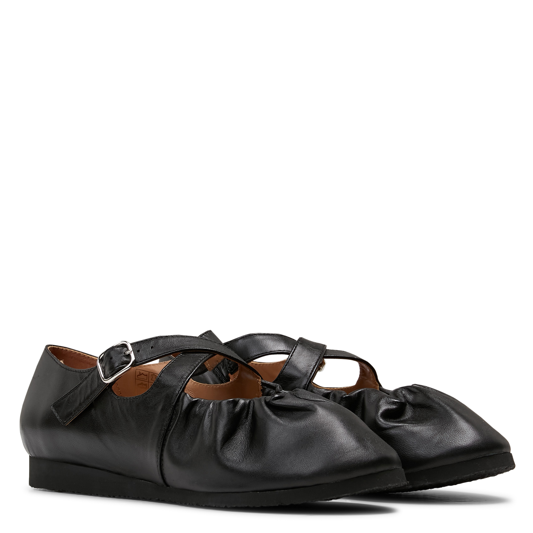 Elasticated leather ballet flats NAGUISA Black