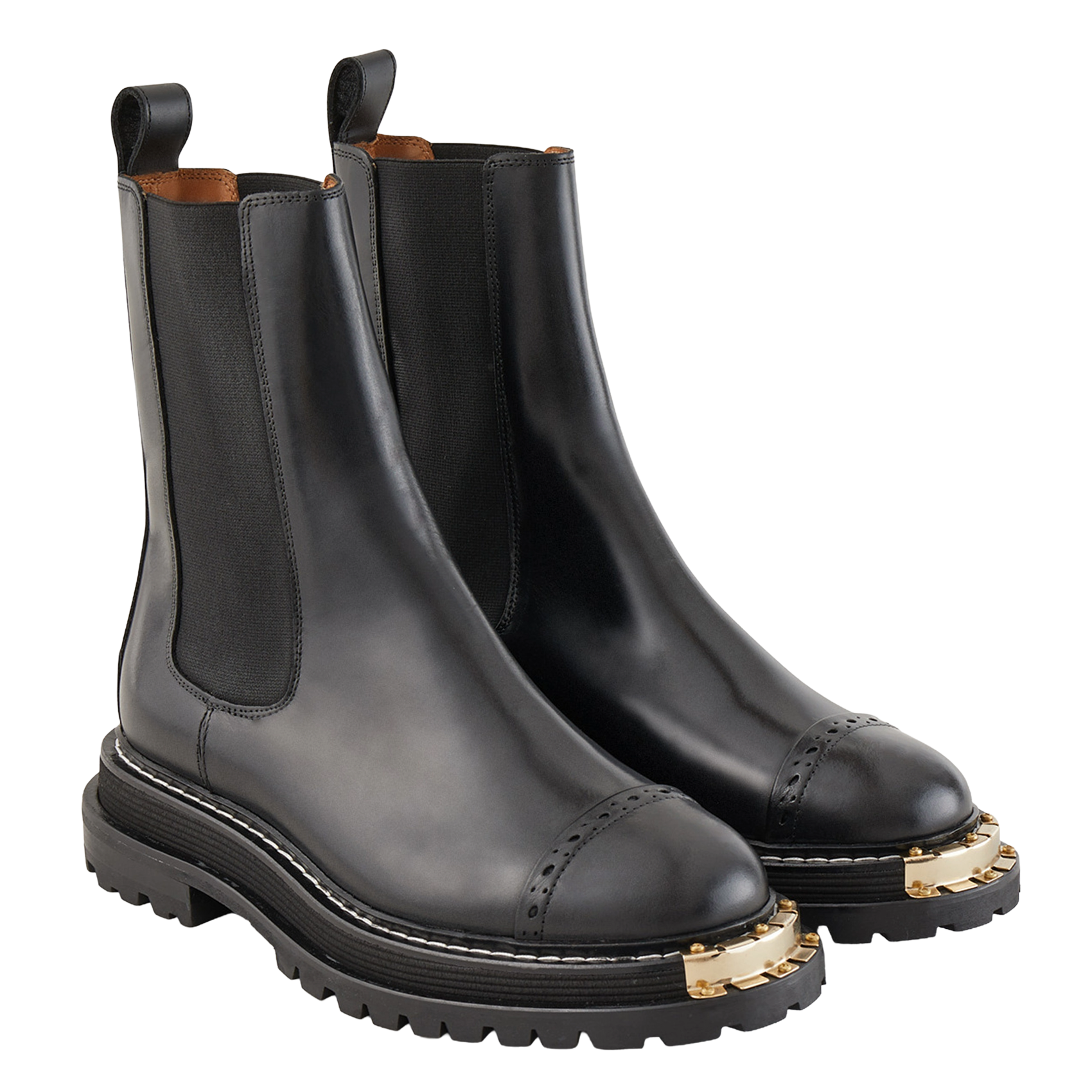 Chelsea laarzen met metalen detail in leer SANDRO Zwart