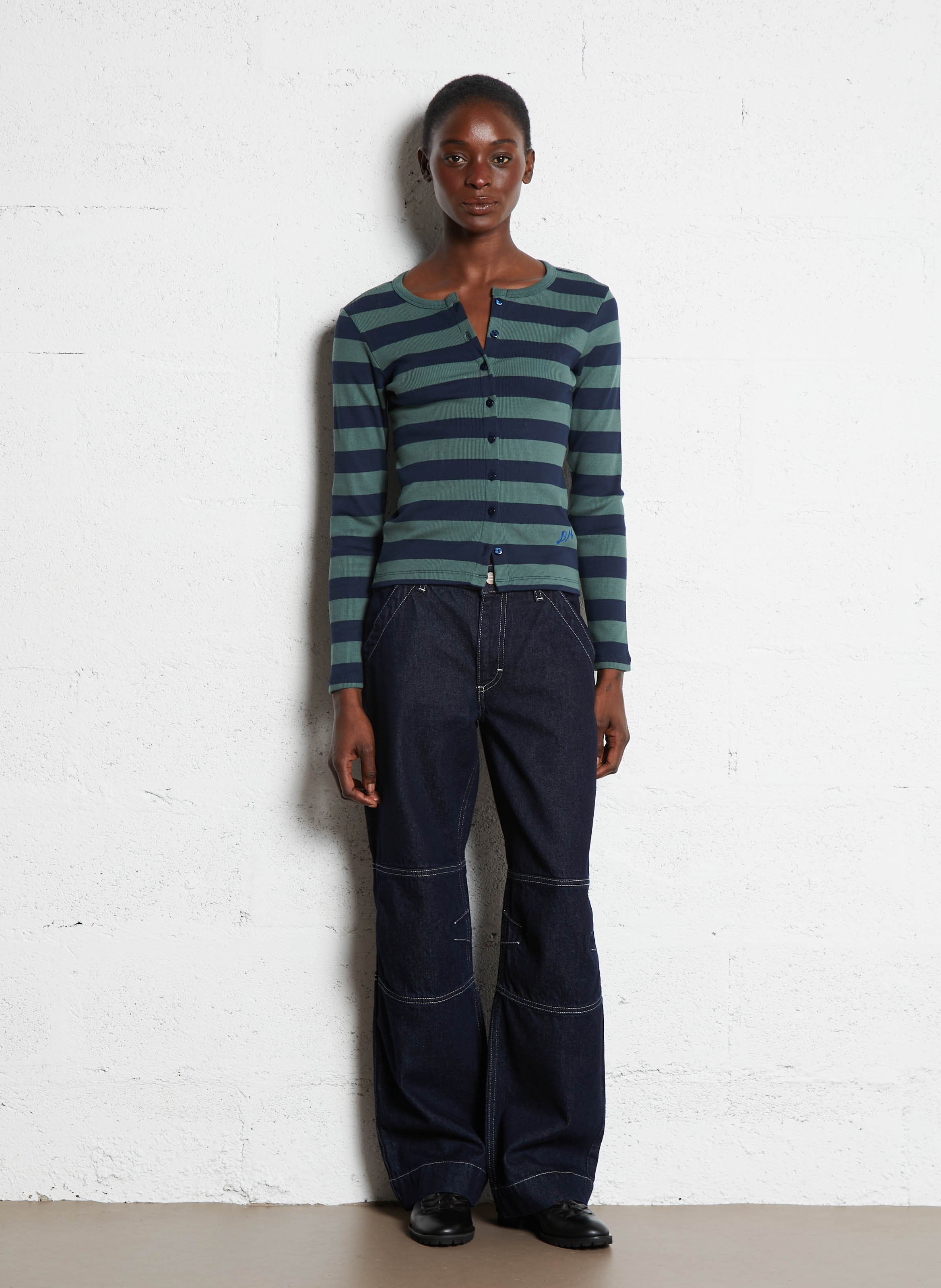 Jean large brut avec surpiqûres DAMSON MADDER Bleu