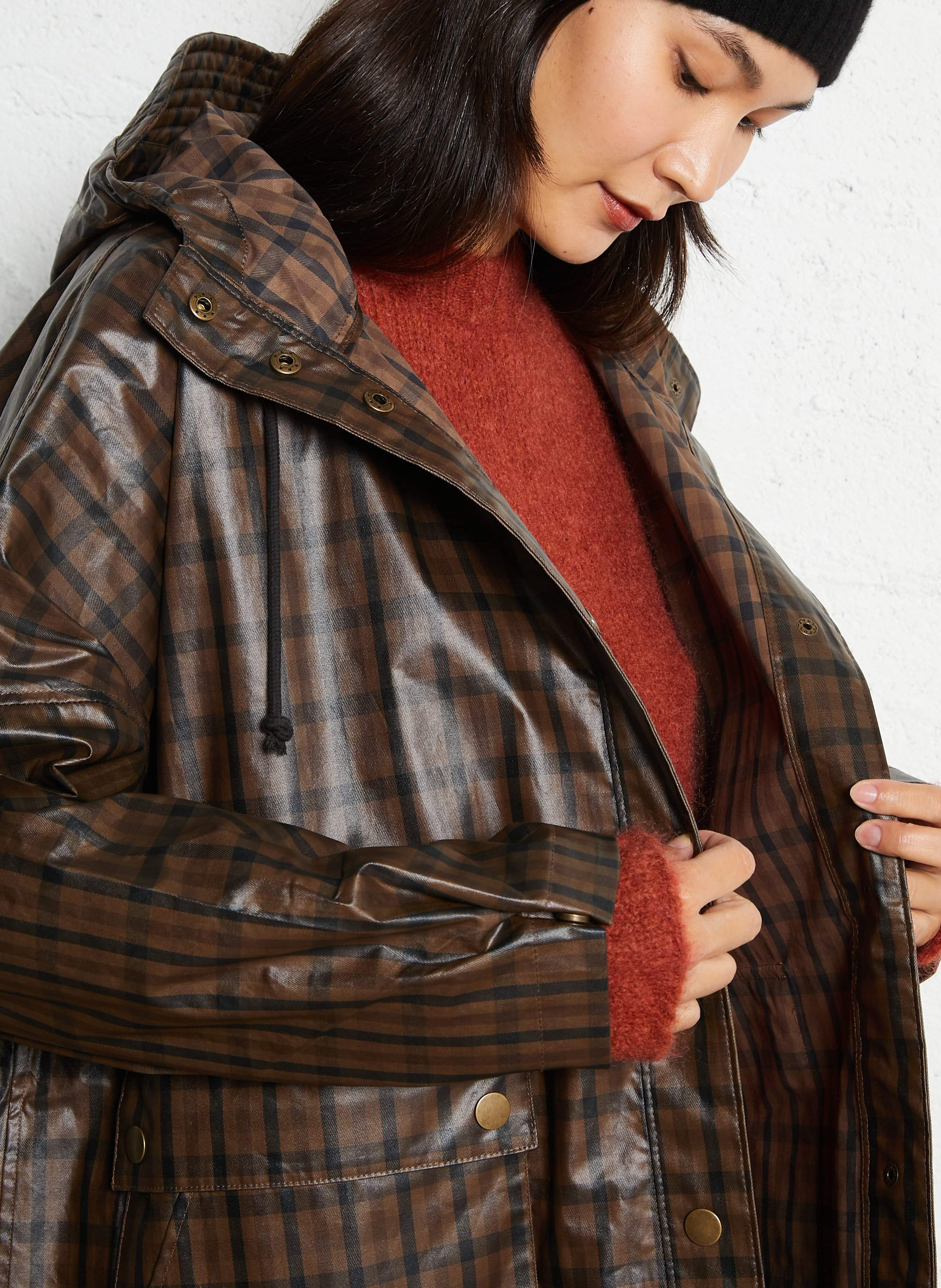 Lange wijde bedrukte jas LEON & HARPER Bruin