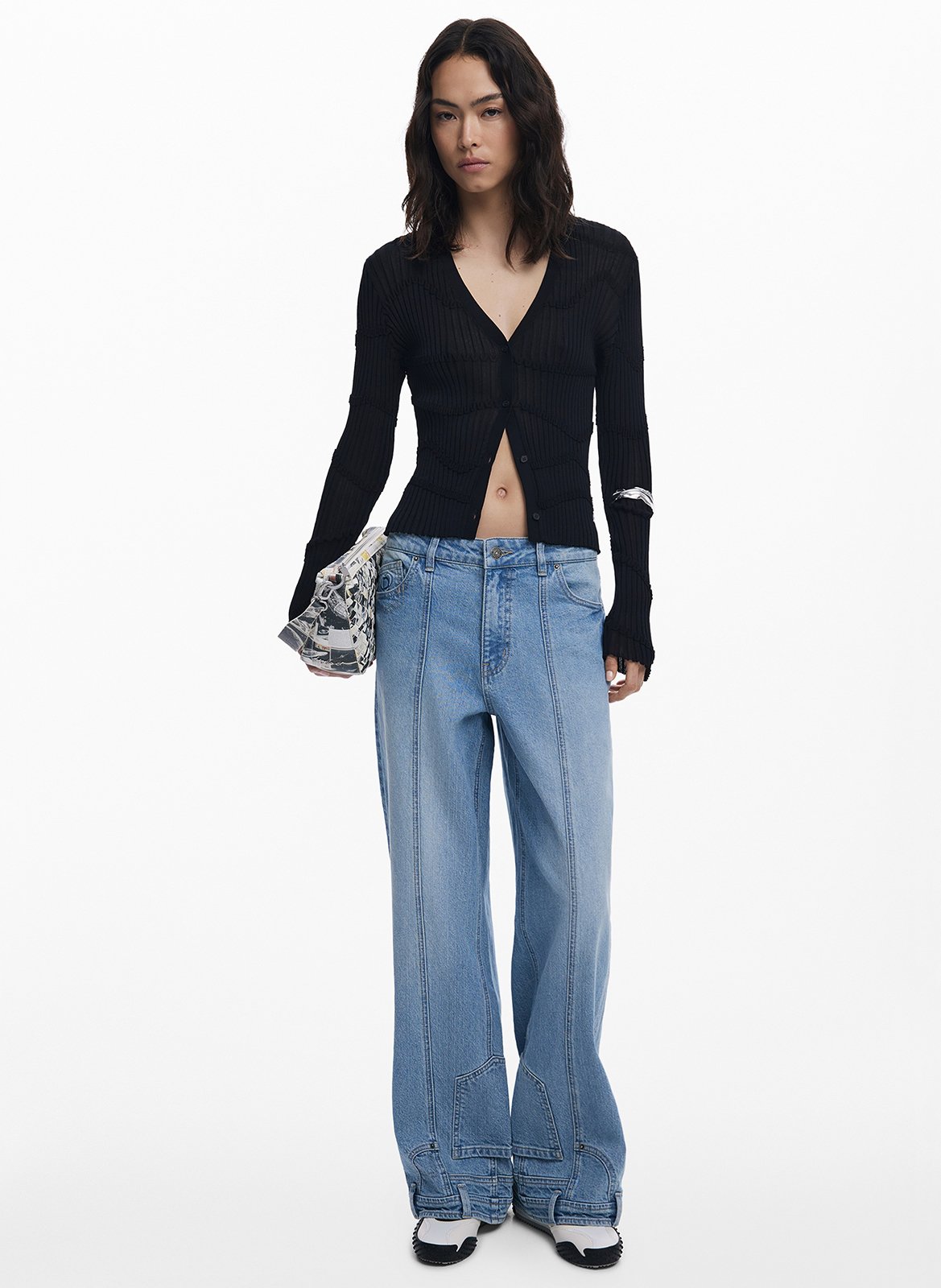 Gilet a scialle aderente con bottoni DESIGUAL Nero