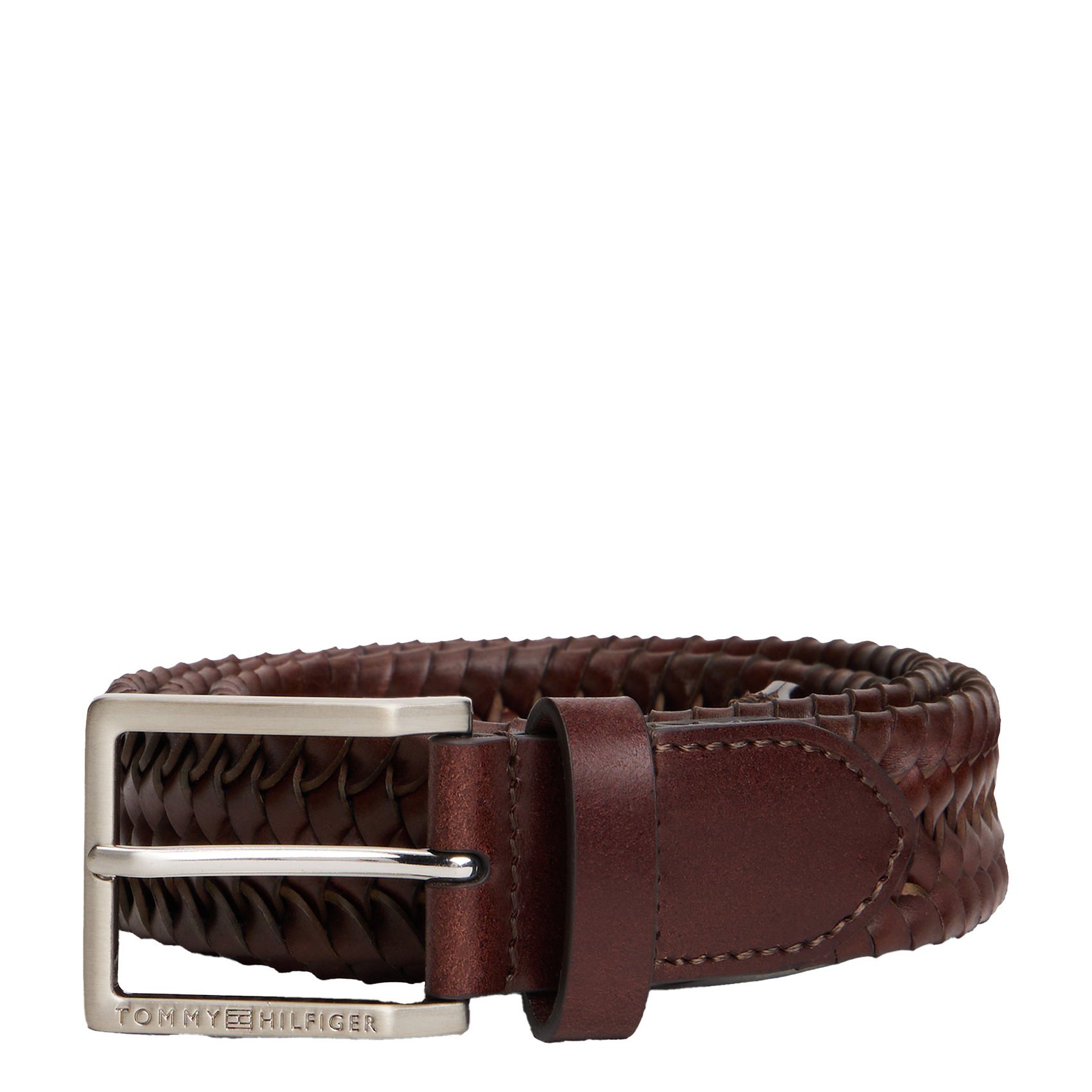 Braided leather belt TOMMY HILFIGER Brown