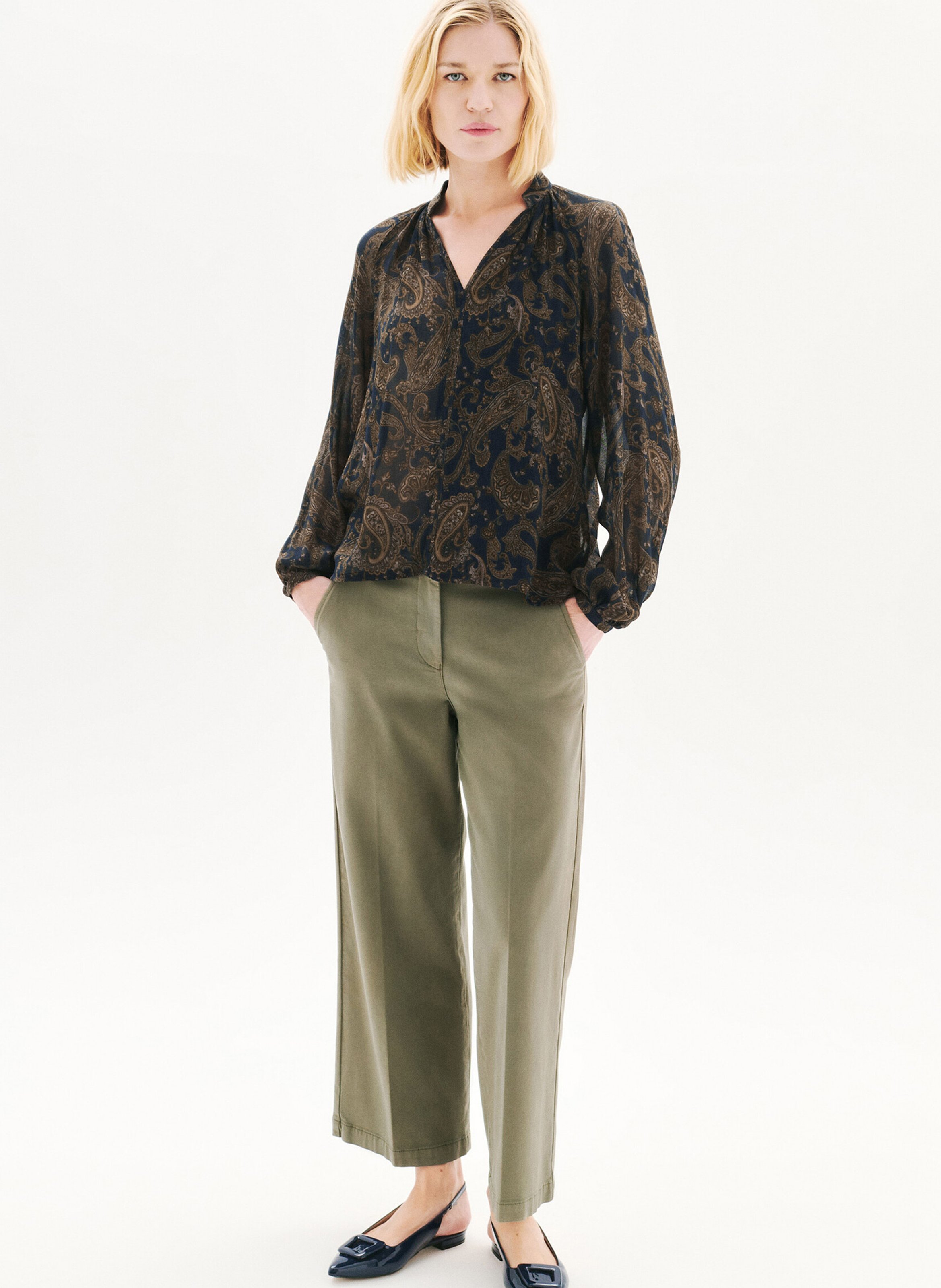 Printed henley blouse CAROLL Blue