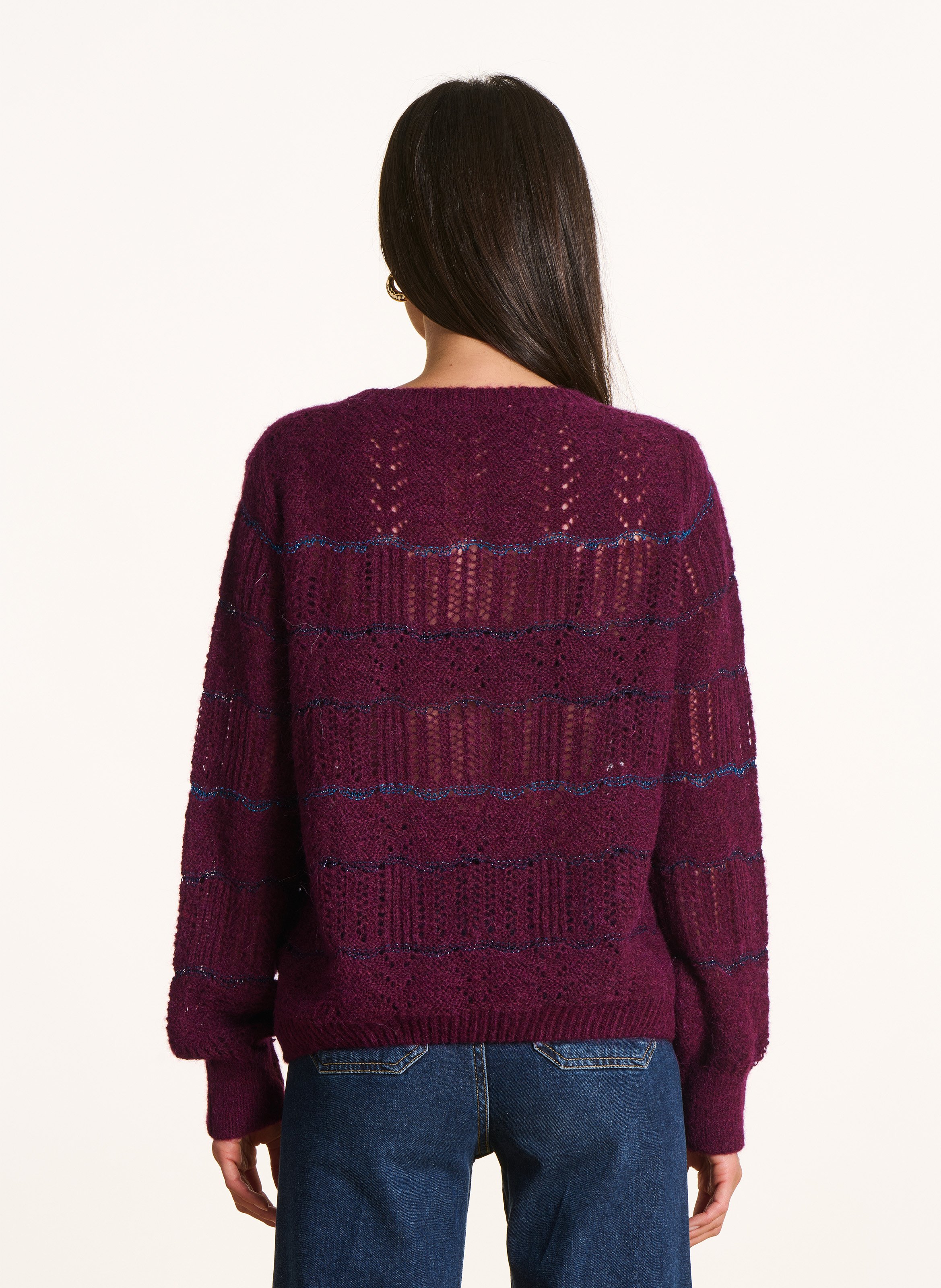 Oversize-Pulli mit Rundhalsausschnitt - feine Lochmusterung LA FEE MARABOUTEE Rot