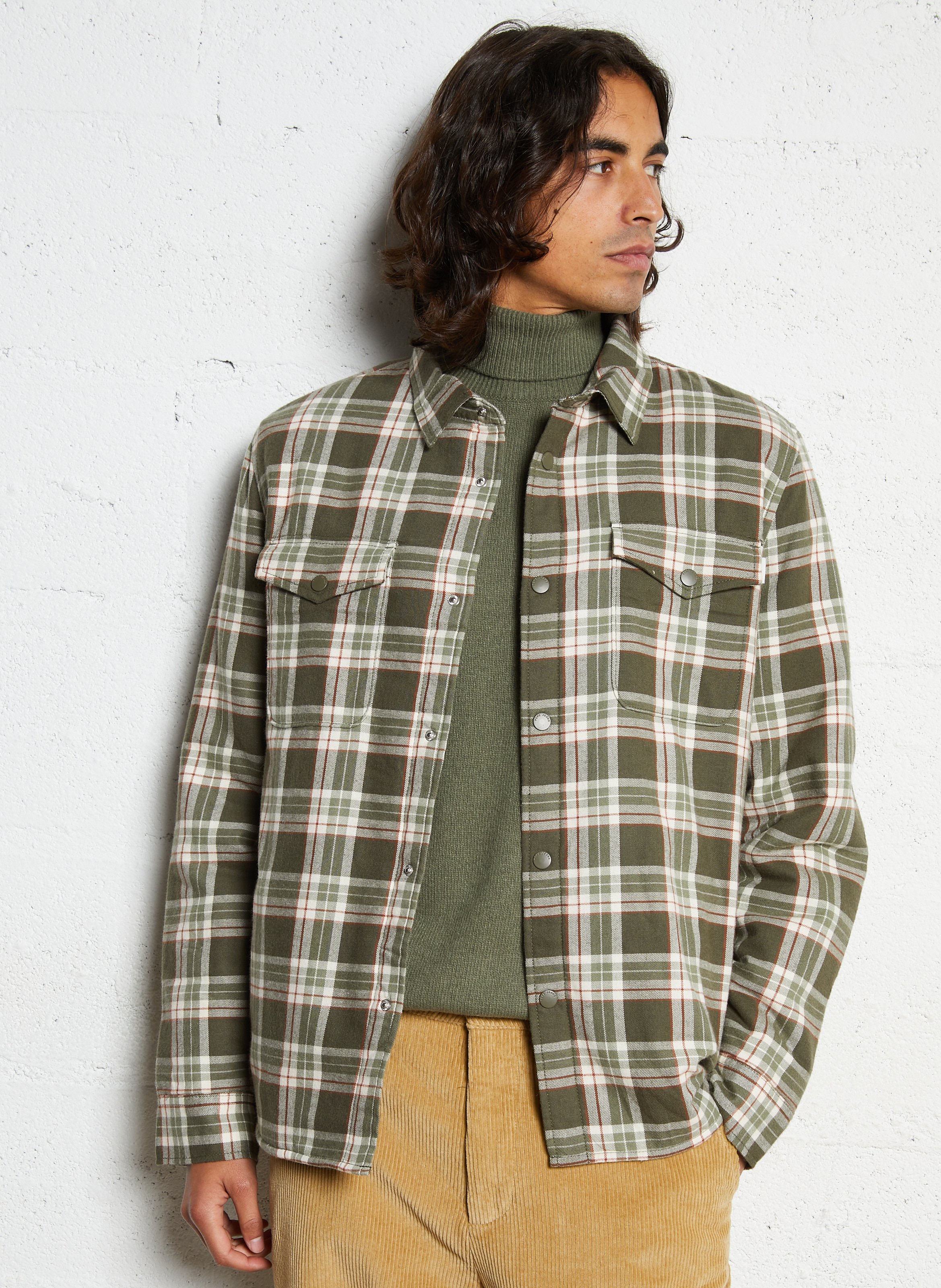 Veste chemise boutonnée à carreaux PEPE JEANS Kaki