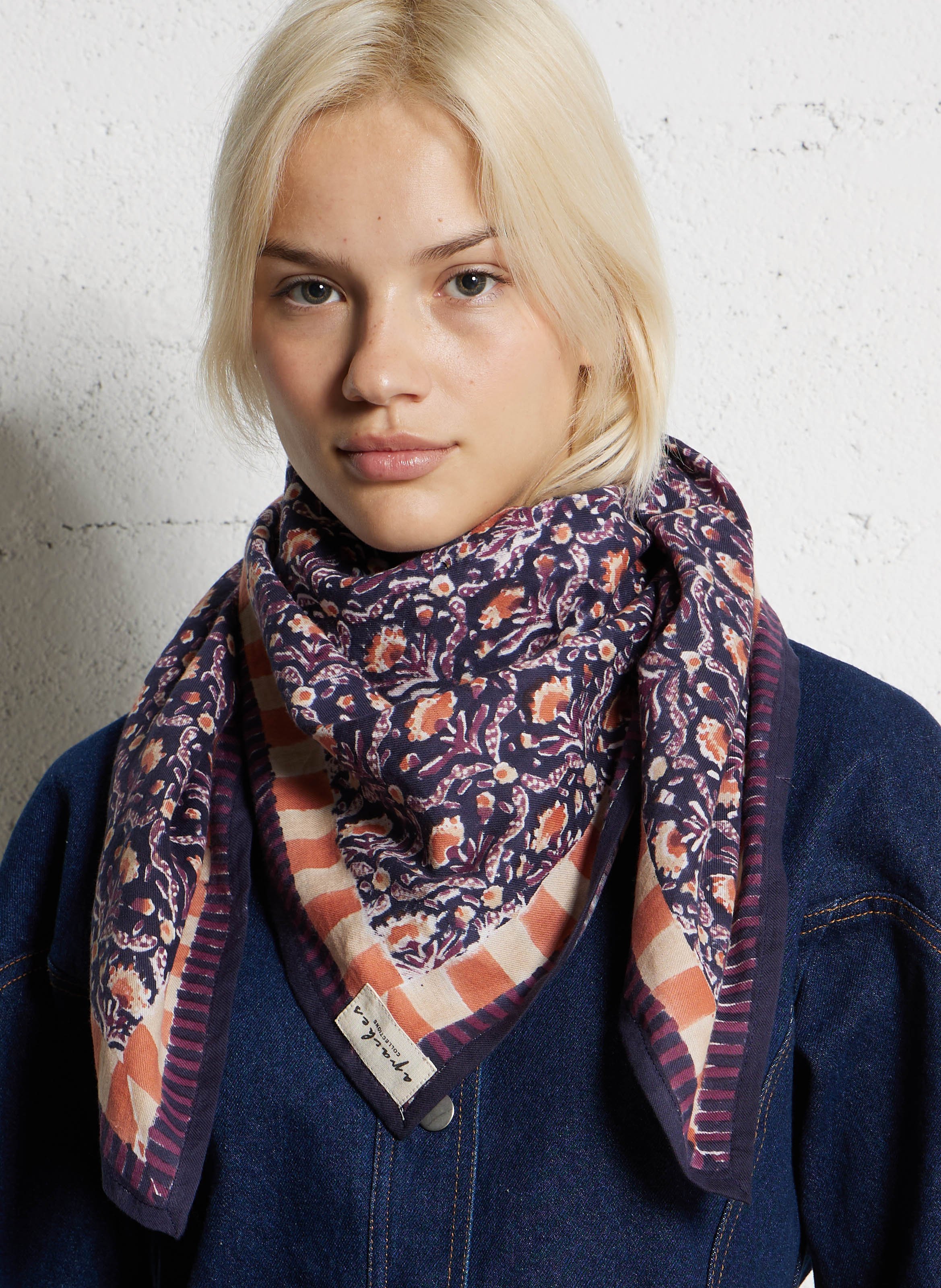 Cotton scarf APACHES COLLECTIONS Blue