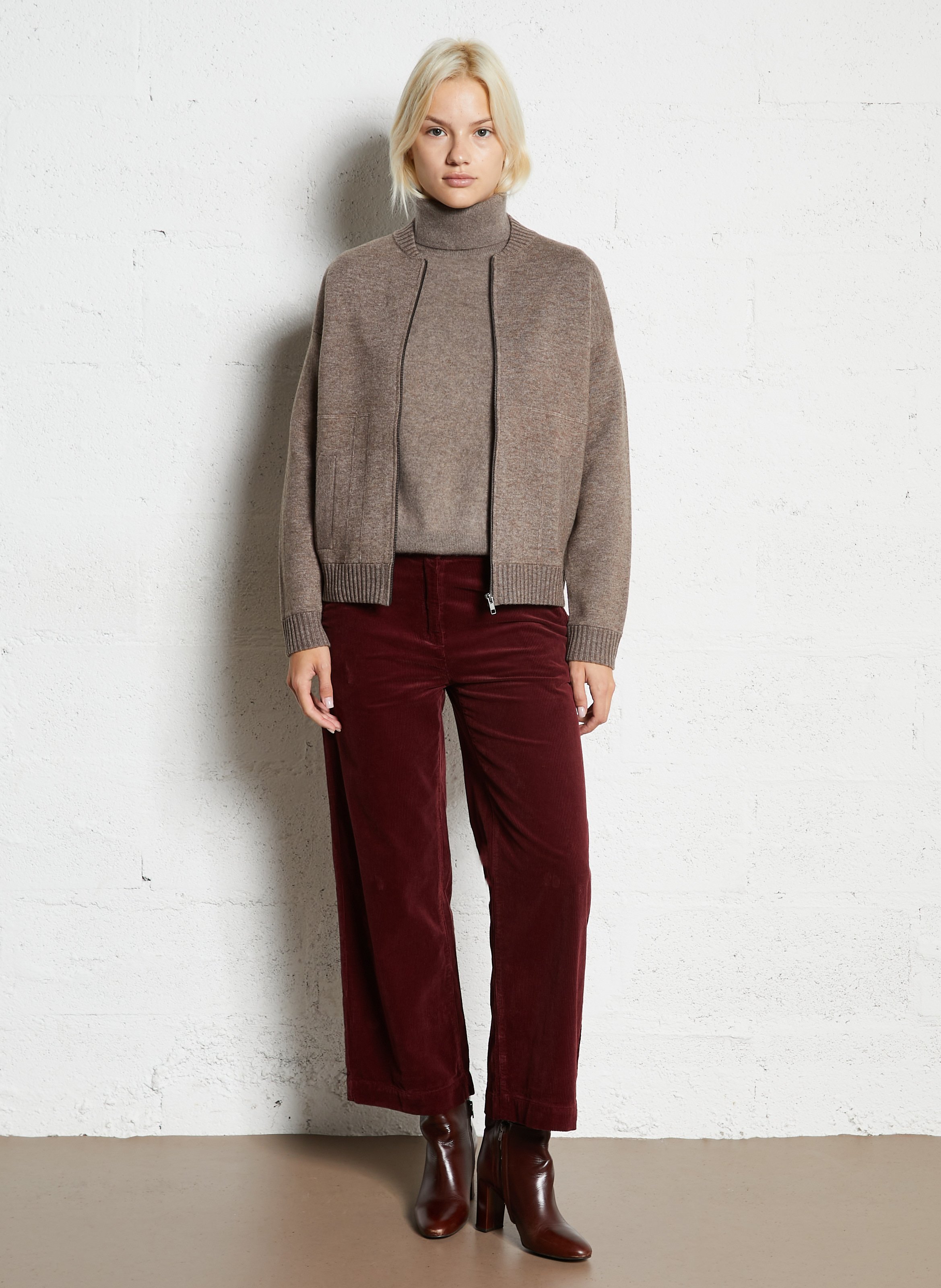 Pull ample col roulé en laine et cachemire SUD EXPRESS Marron