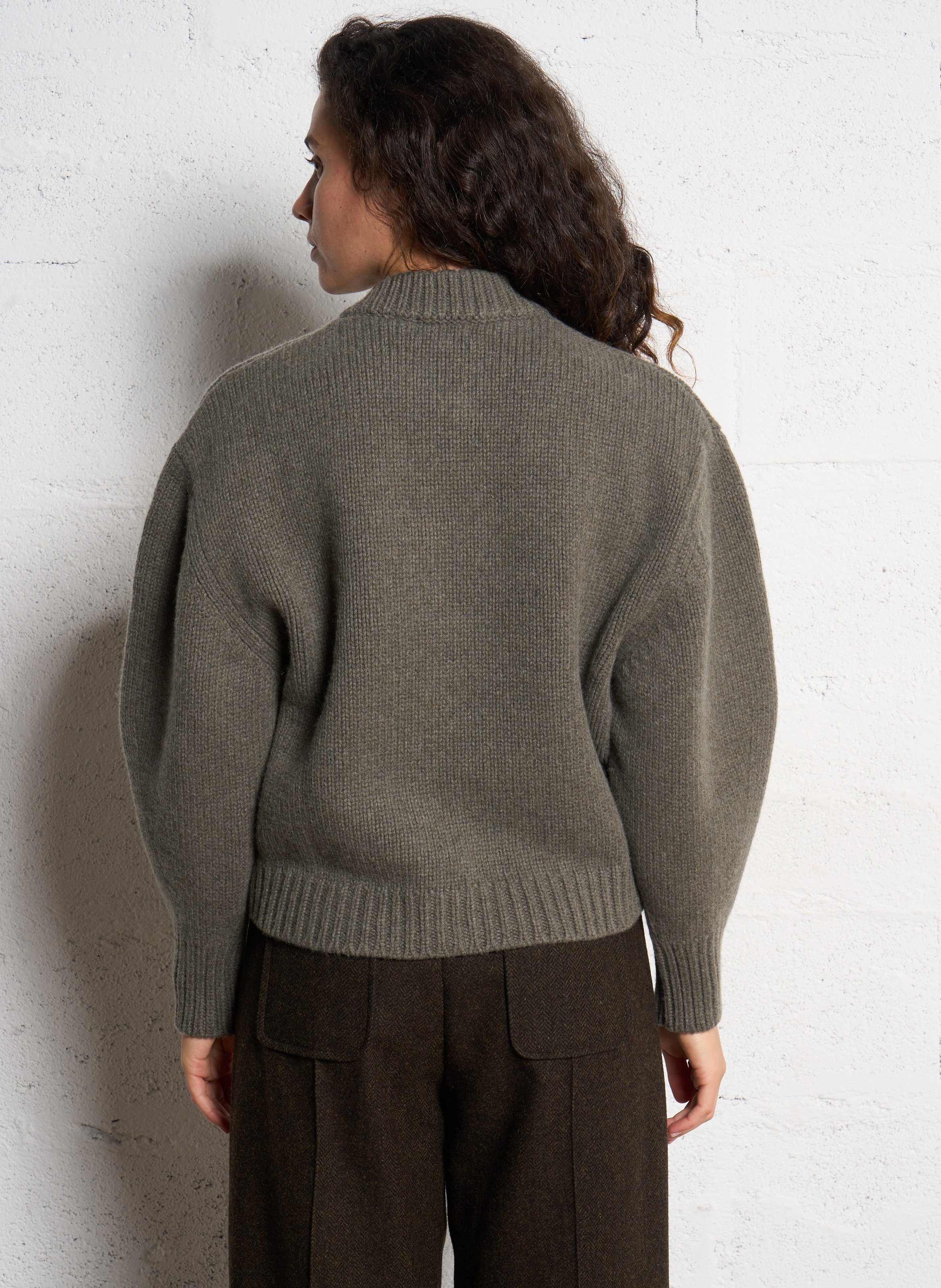 Cardigan col rond en laine SOEUR Gris