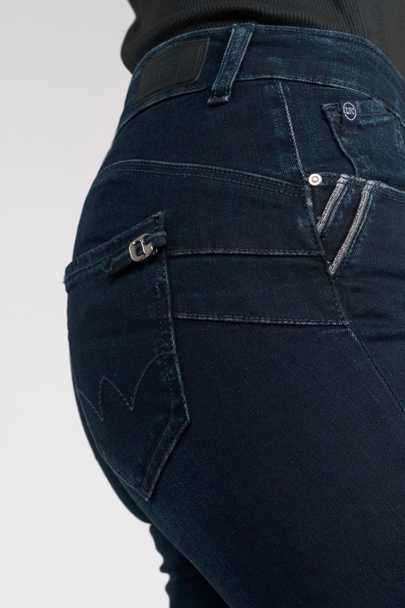 High-waisted straight push-up jeans, length 34 LE TEMPS DES CERISES Blue