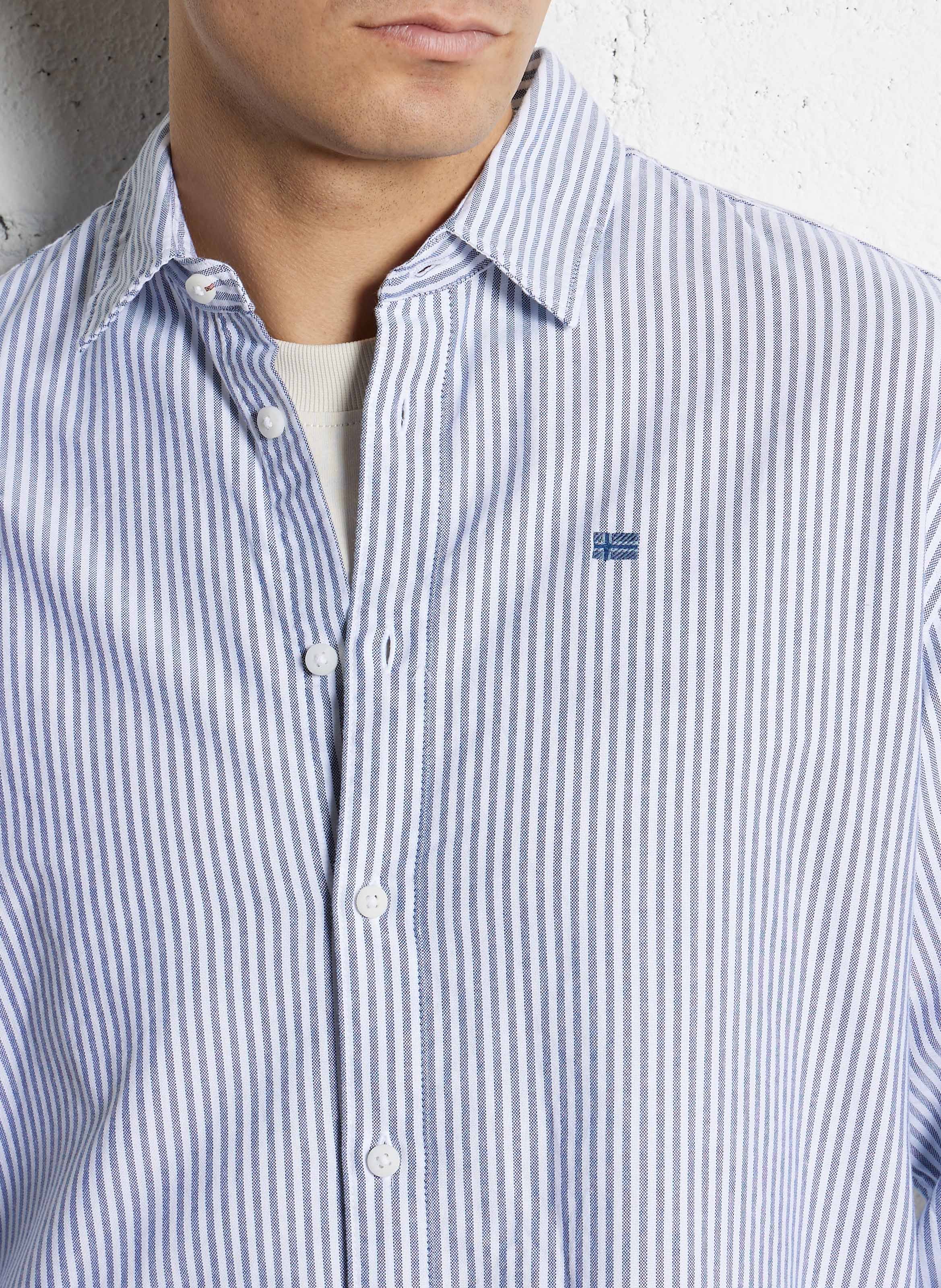 Chemise droite col classique rayée en coton NAPAPIJRI Bleu