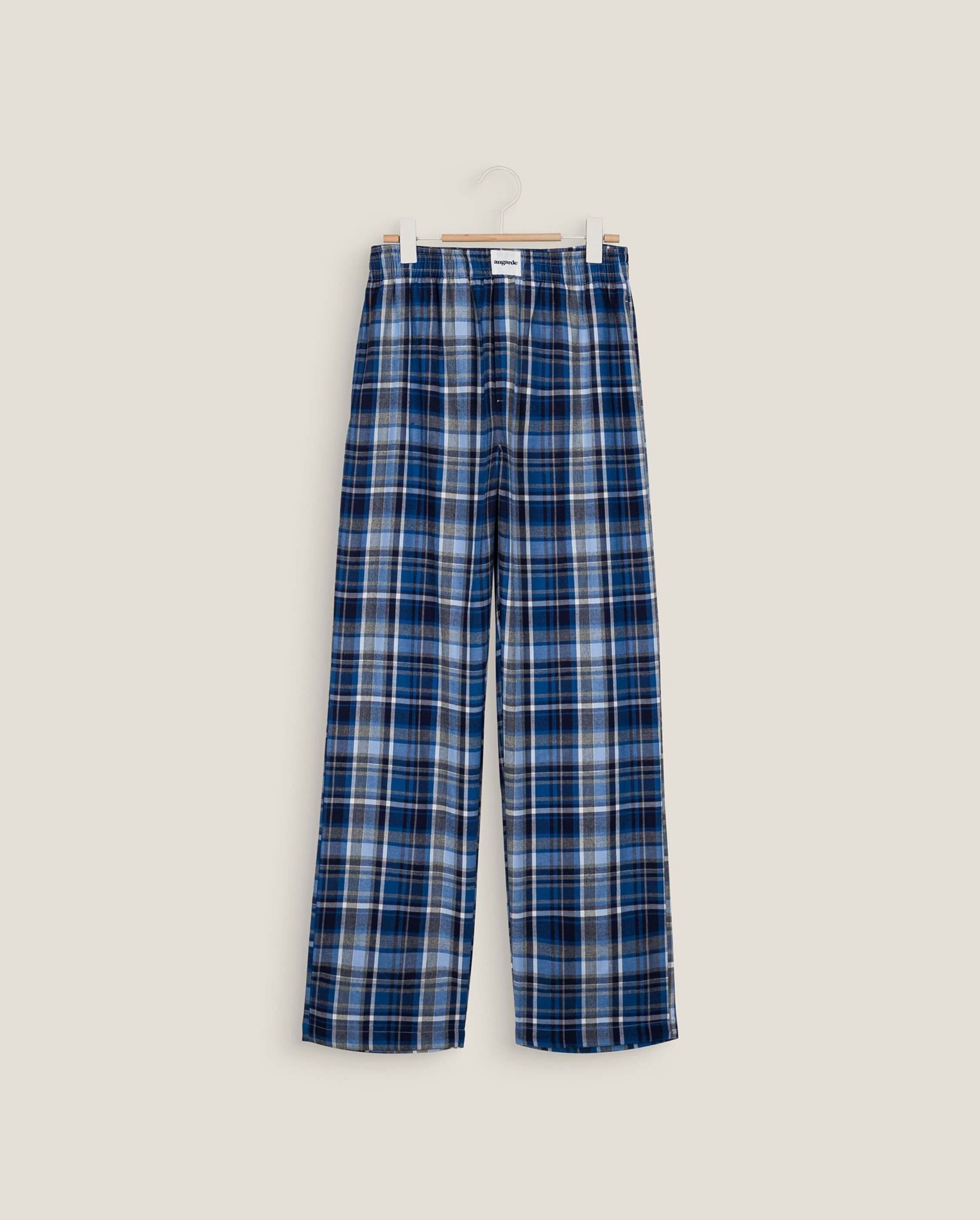 Women's organic cotton trousers, blue tartan ANGARDE Blue