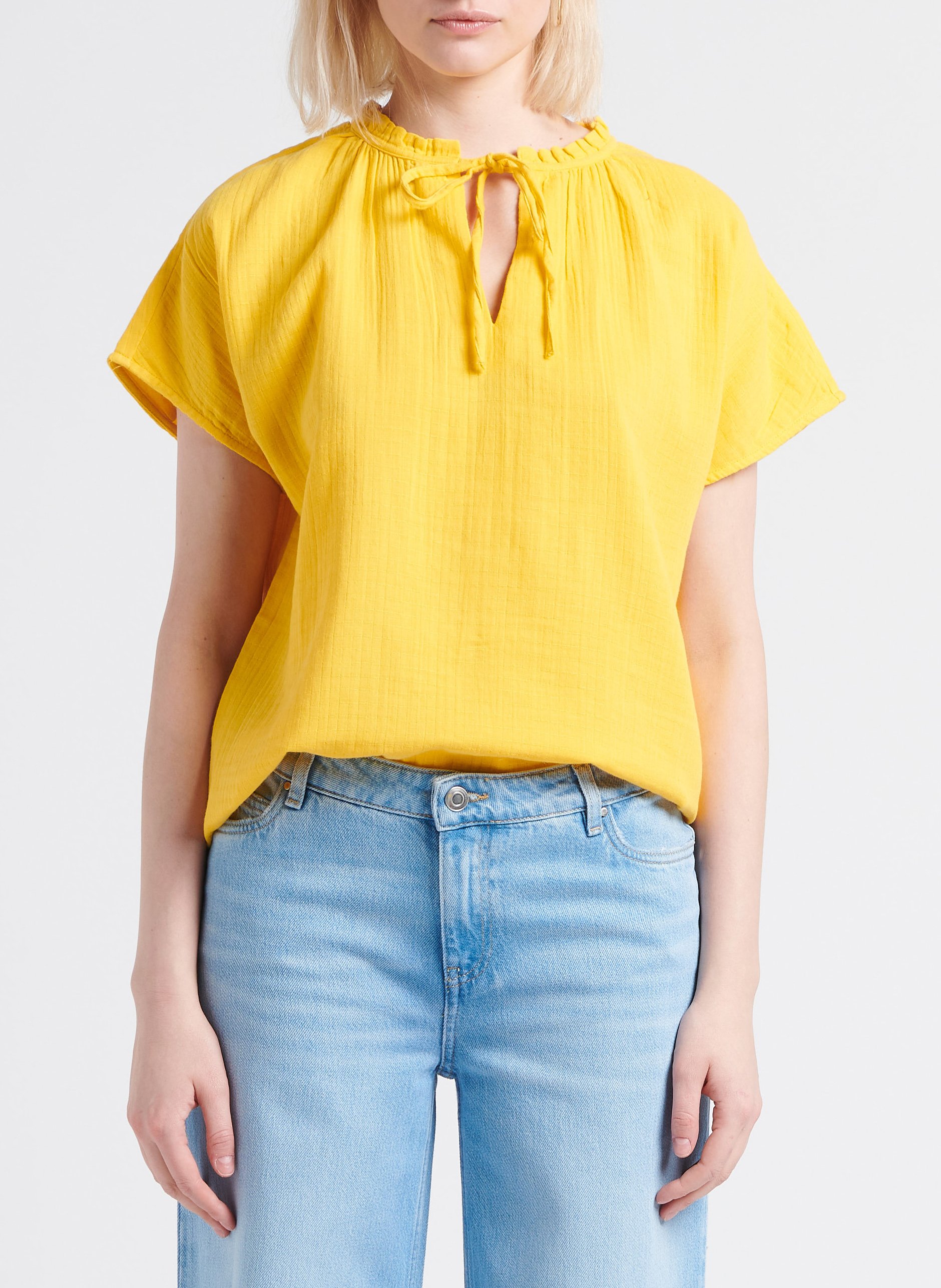 Top col rond en coton VILA Orange