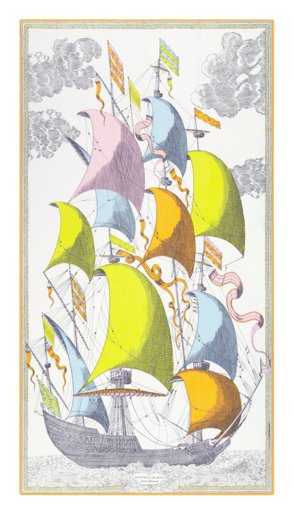 Foulard imprimé bateau en coton INOUI EDITIONS Multicolore