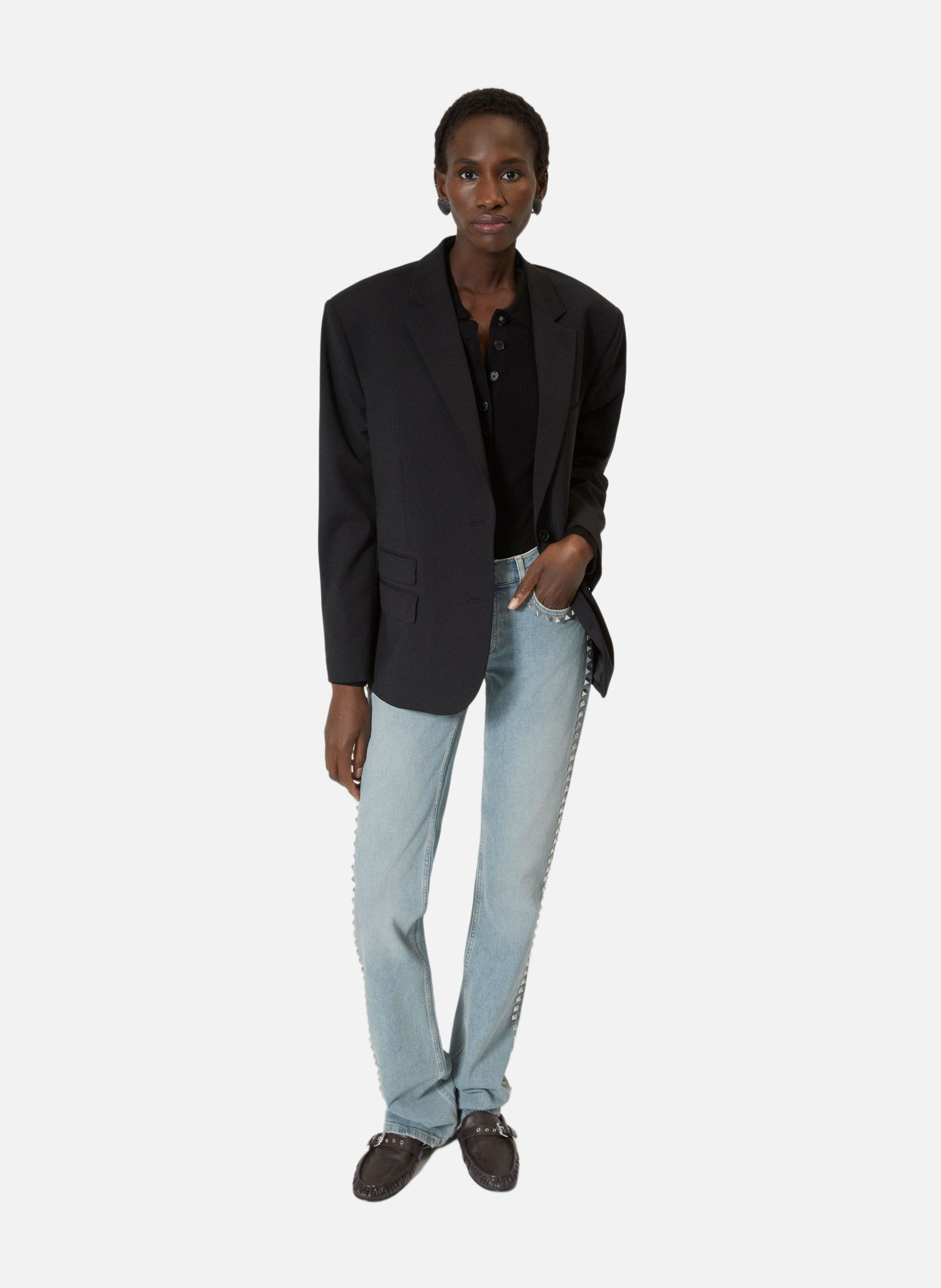 Slim fit long jeans with studs. THE KOOPLES Blue