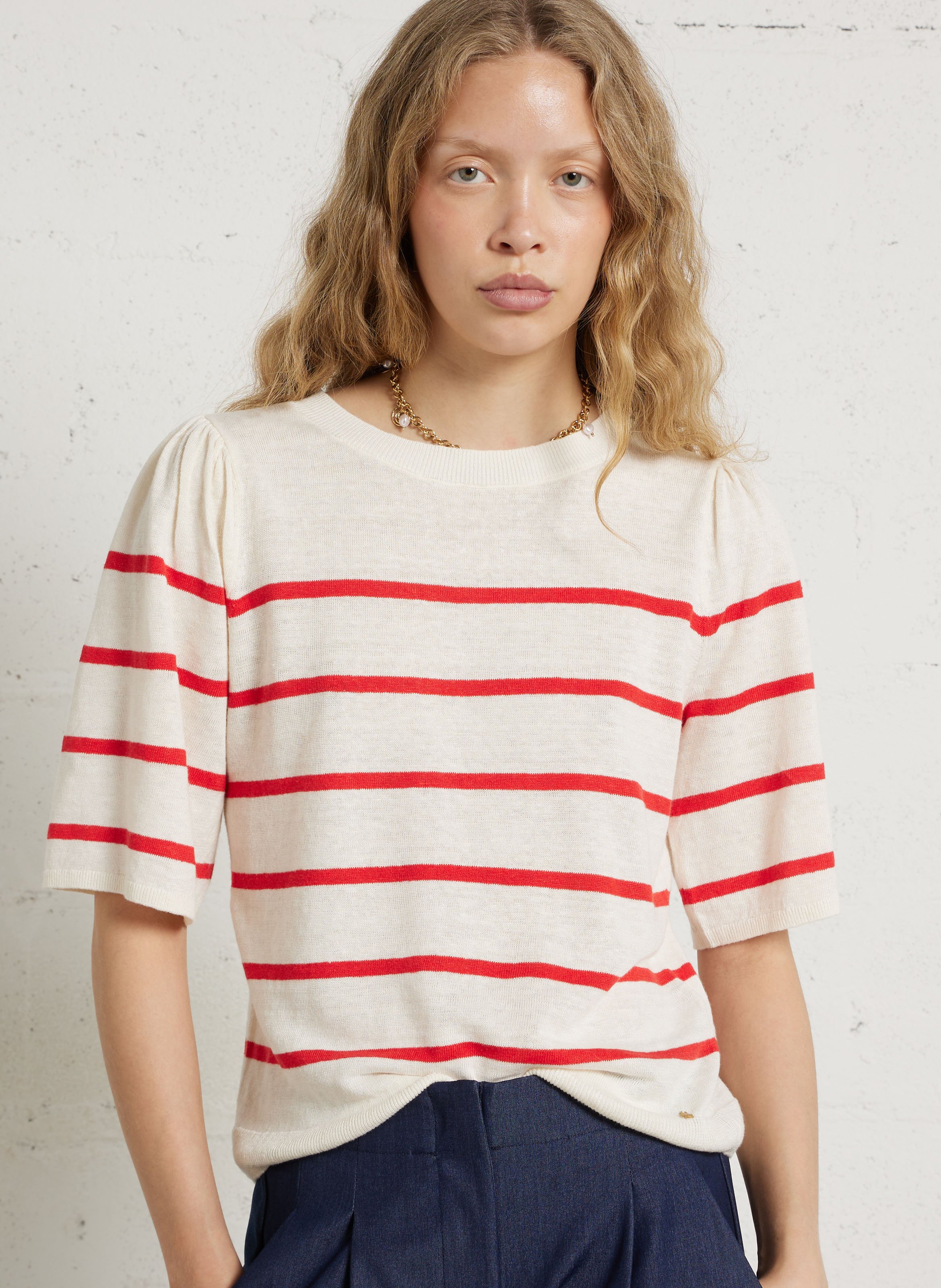 Striped round-neck sweater DES PETITS HAUTS