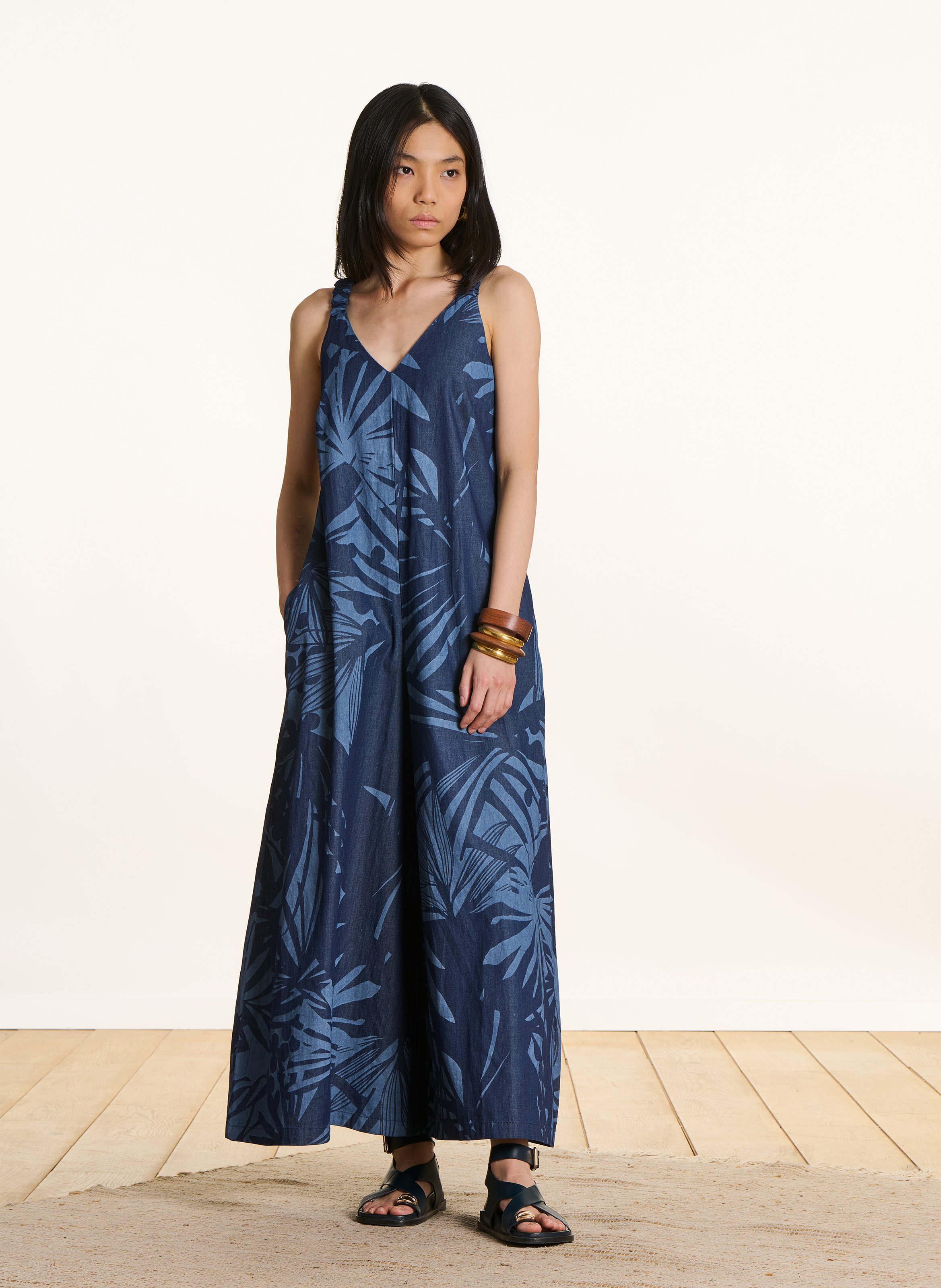 Combinaison col V en cootn LA FEE MARABOUTEE Bleu