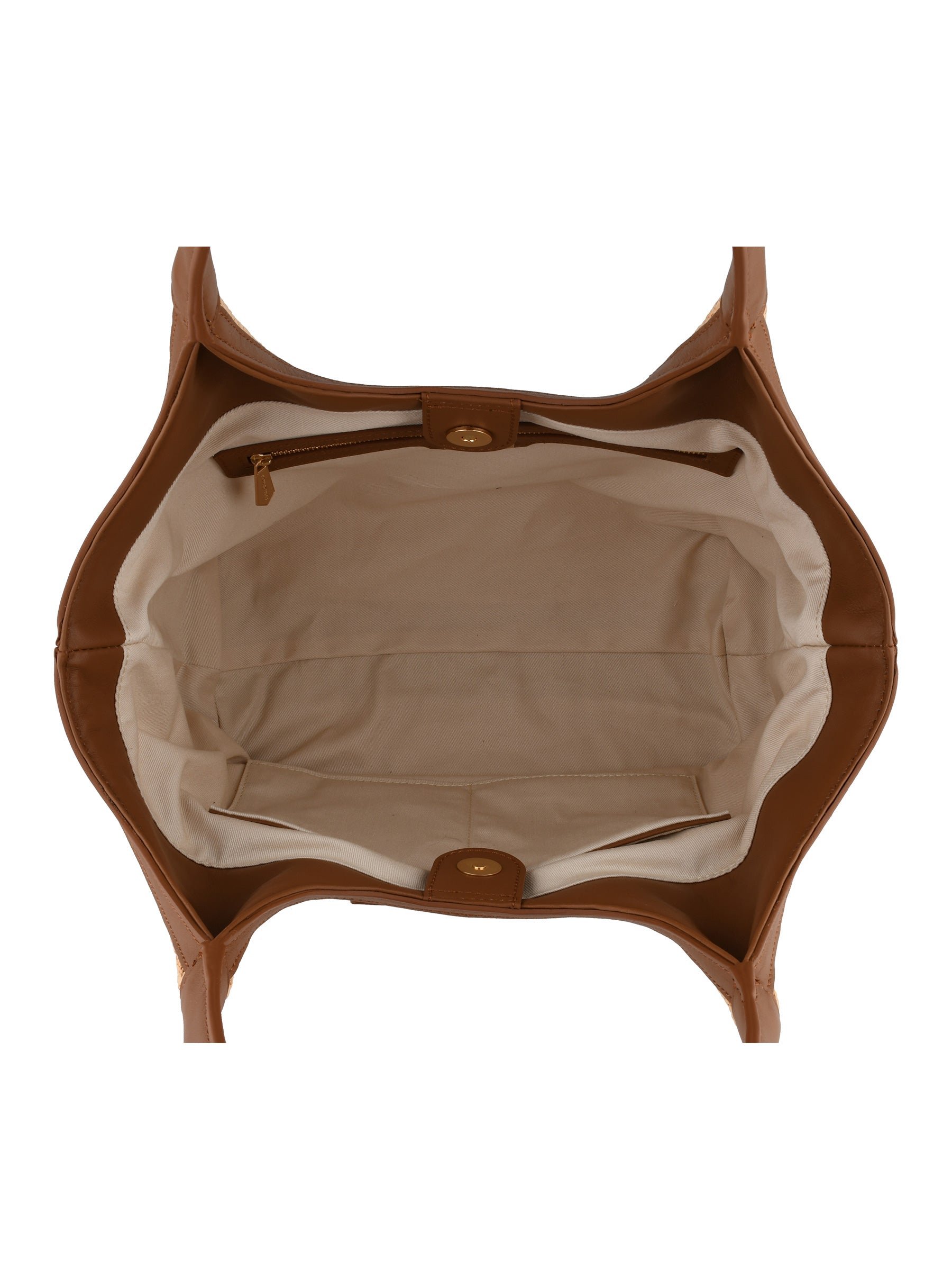 Straw shoulder bag trimmed with leather POURCHET Golden