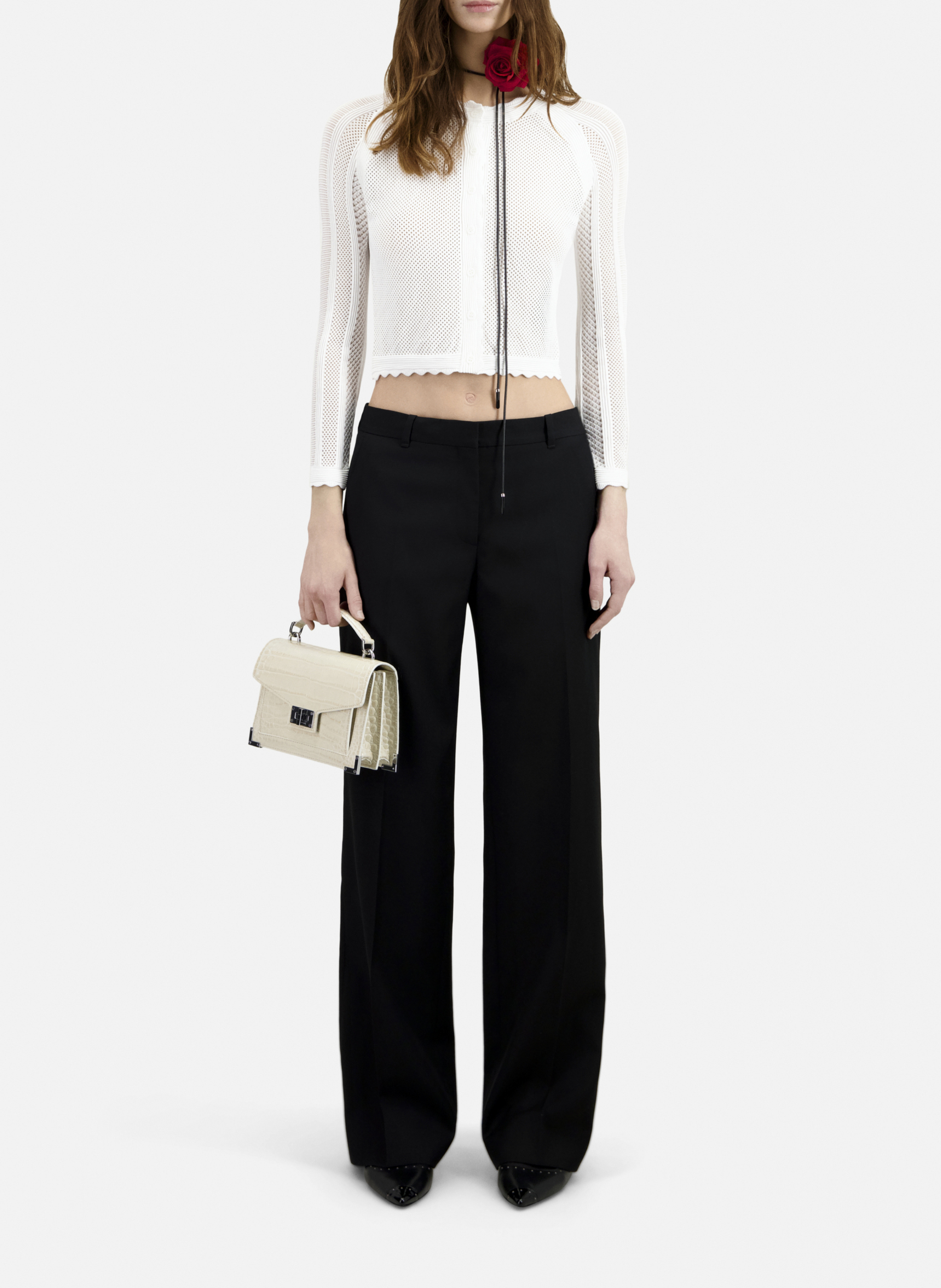 Gilet col rond en maille ajourée THE KOOPLES Blanc