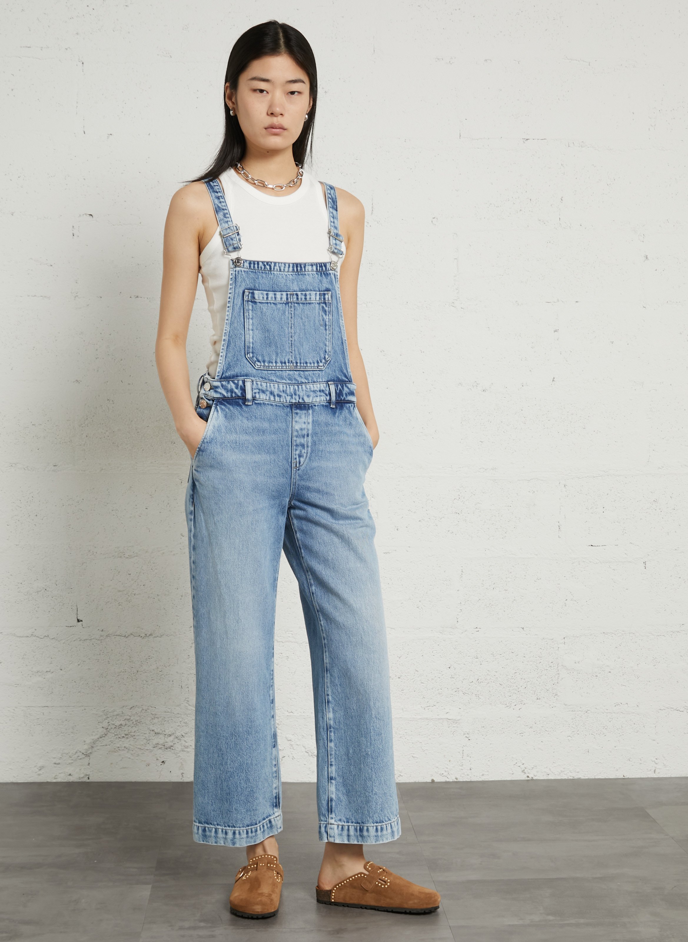 Salopette en denim de coton mélangé MAISON 123 Bleu