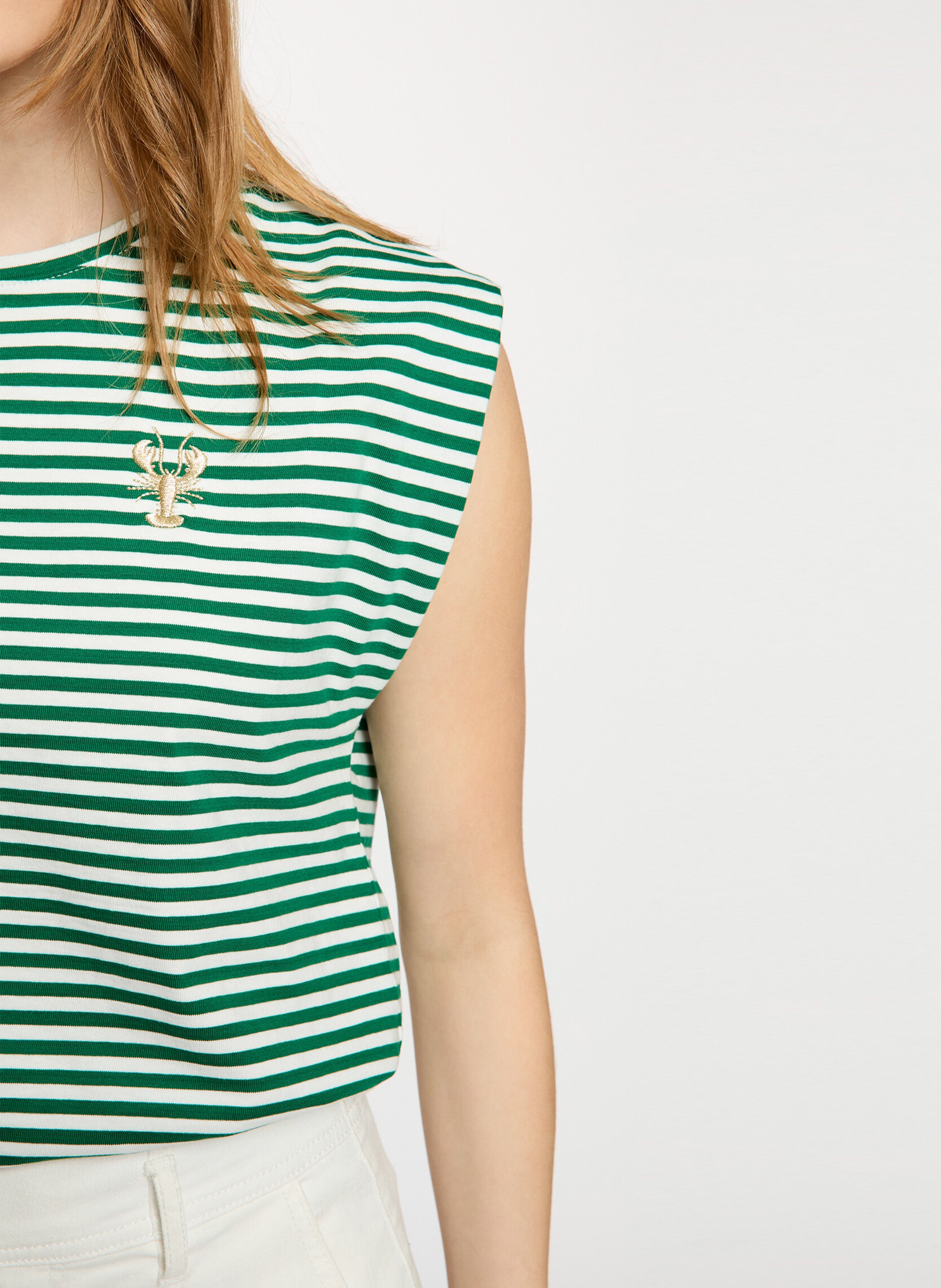 Tee-shirt sans manches à rayures MORGAN Vert