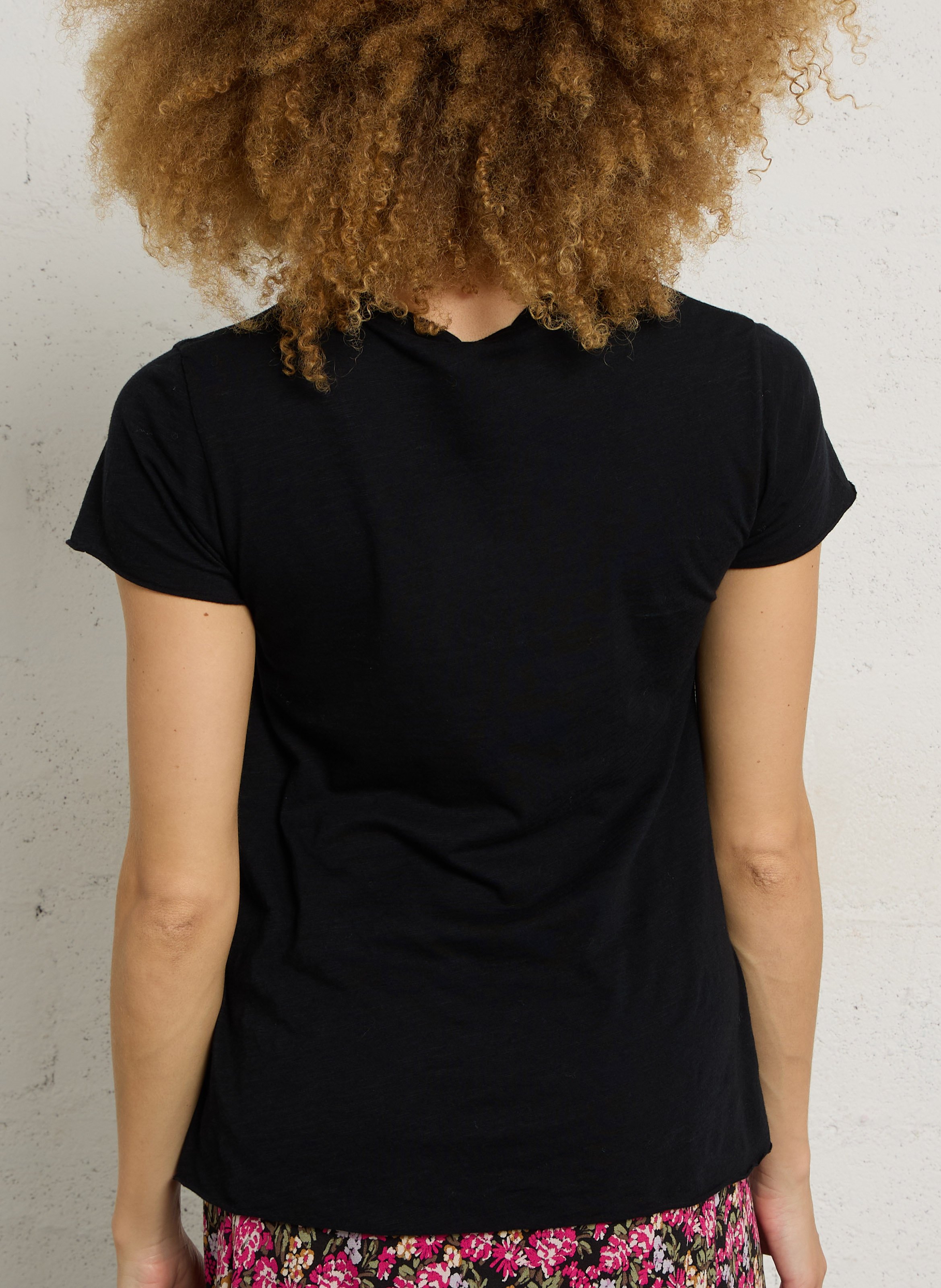 V-neck cotton-blend T-shirt AMERICAN VINTAGE Black