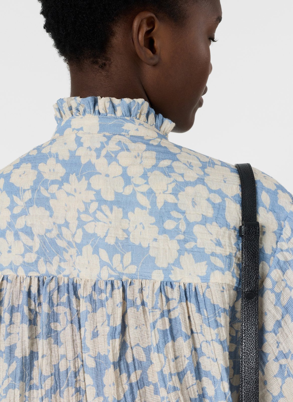 Top à imprimé fleuri col tunisien GERARD DAREL Bleu