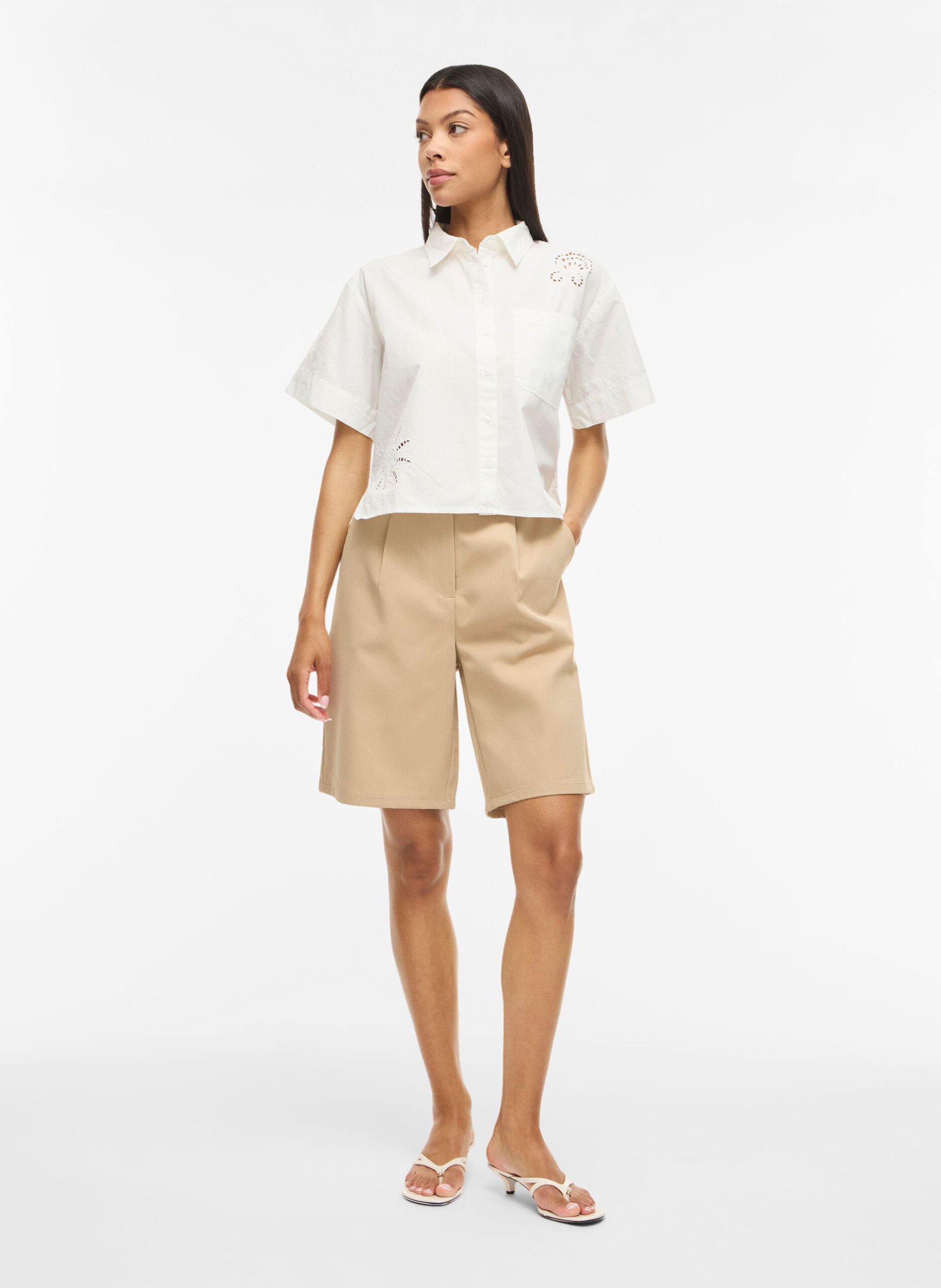 Korte mouwen blouse met borduursels VILA Wit