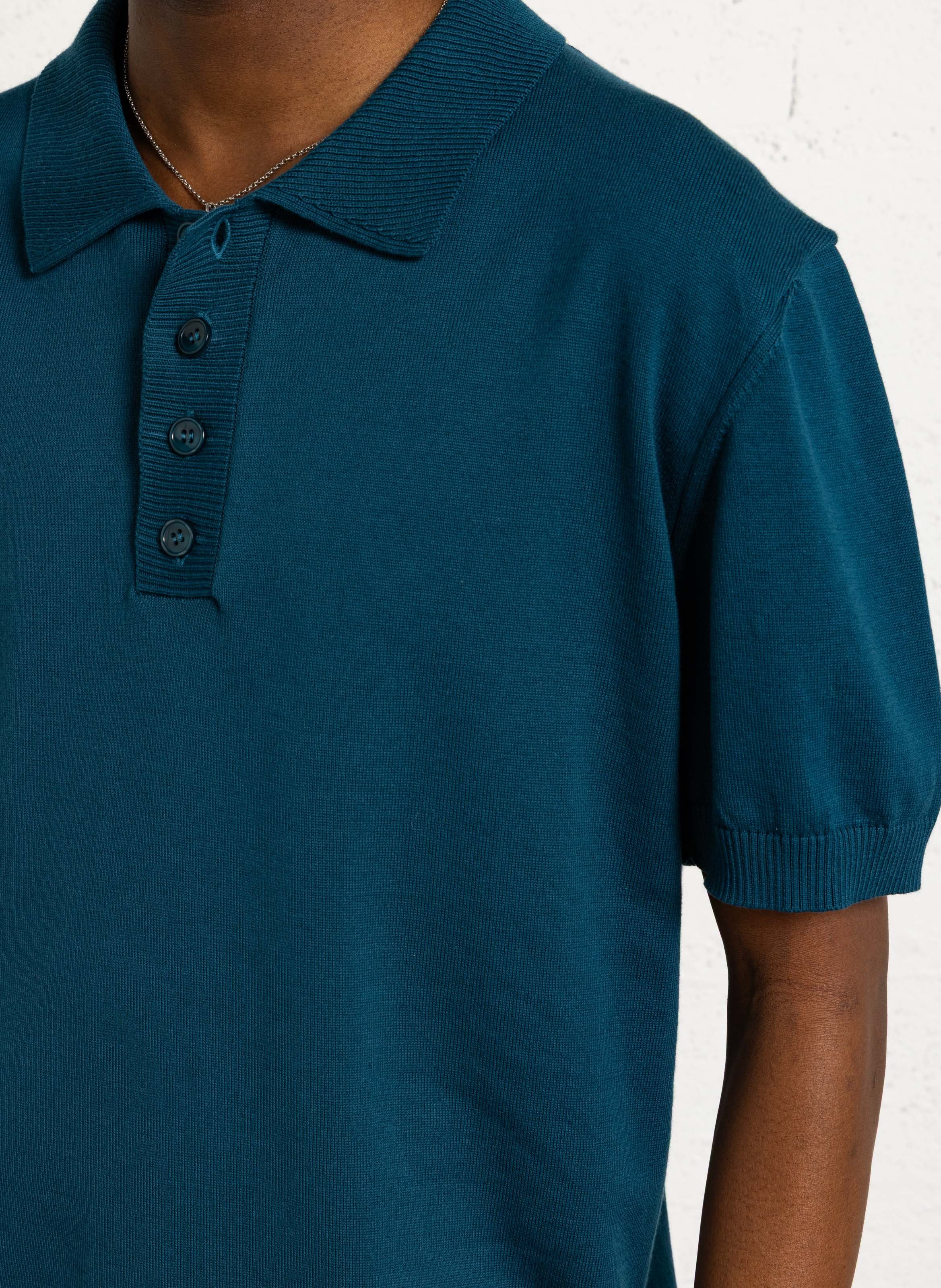 Gerade geschnittenes Poloshirt aus Baumwolle AU PRINTEMPS PARIS Blau