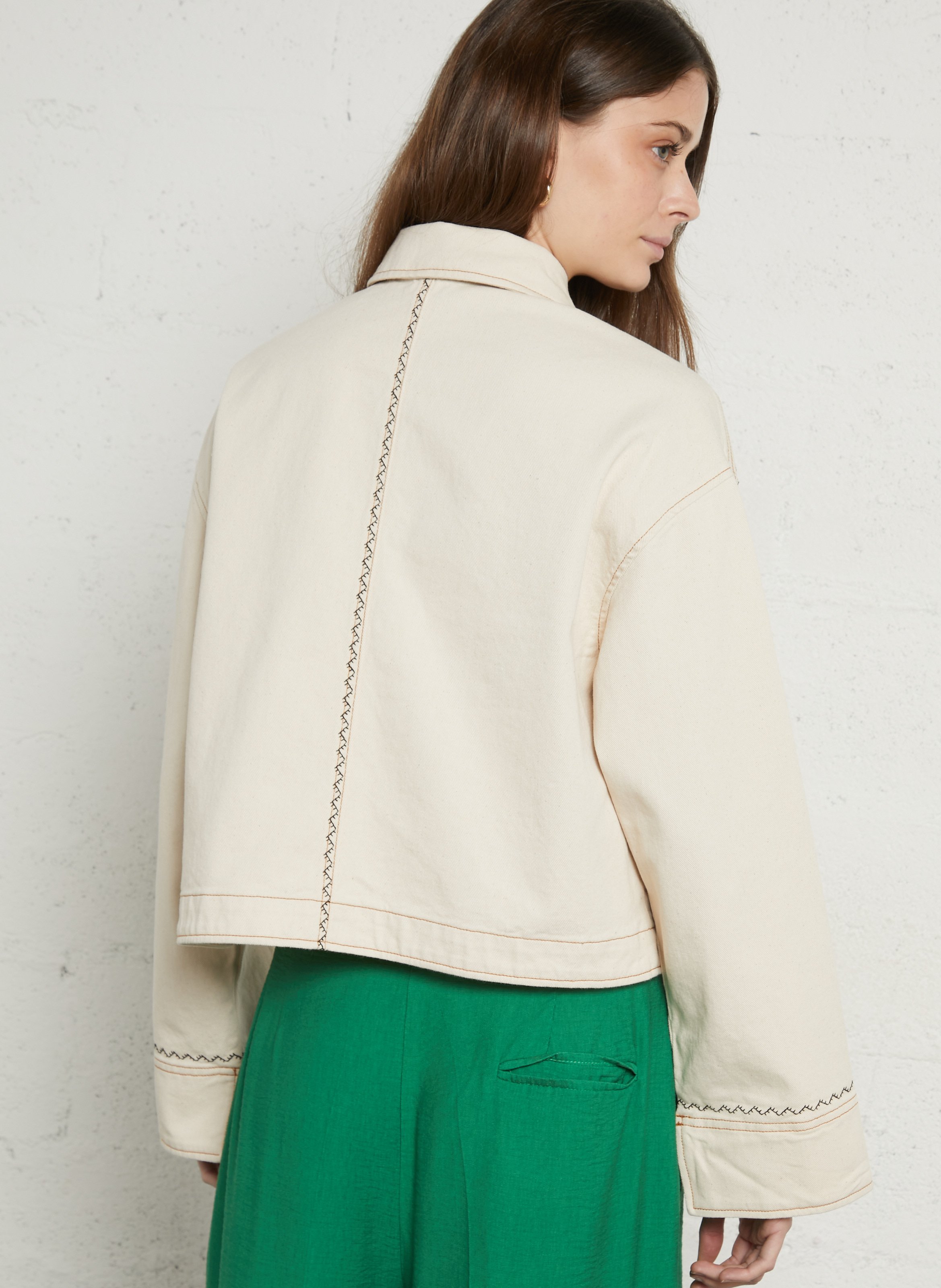 Veste col classique en coton TINSELS Beige