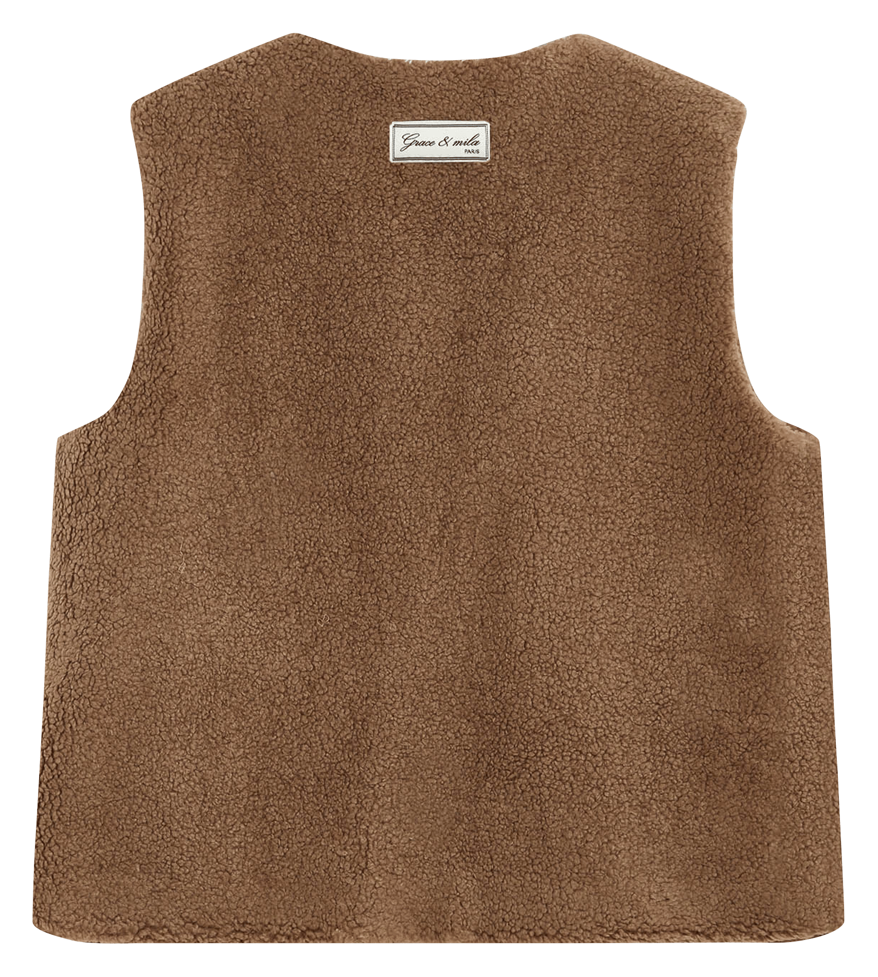 Veste sans manches en shearling synthétique GRACE ET MILA Marron