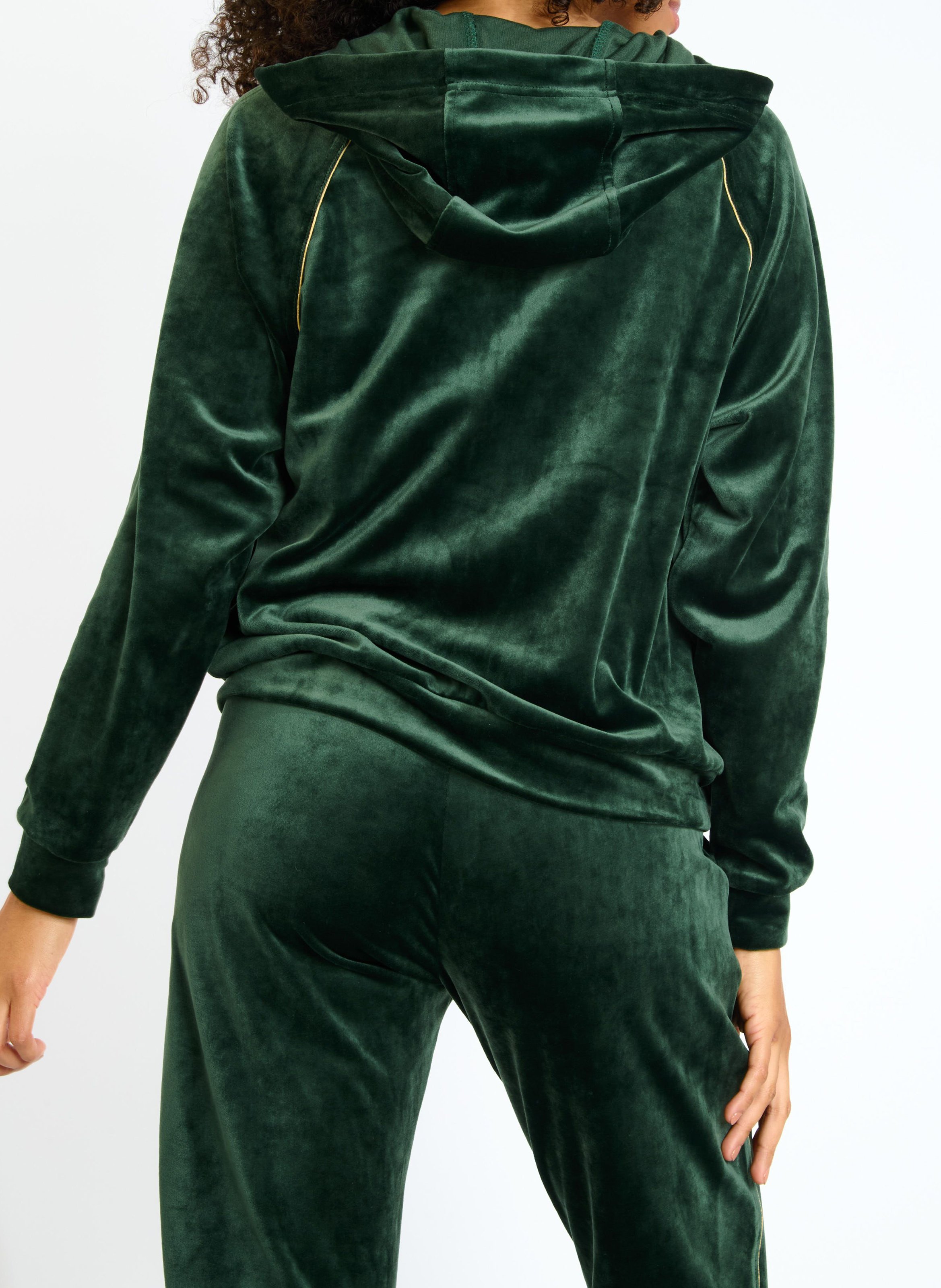 Round-neck velour cardigan BANANA MOON Khaki