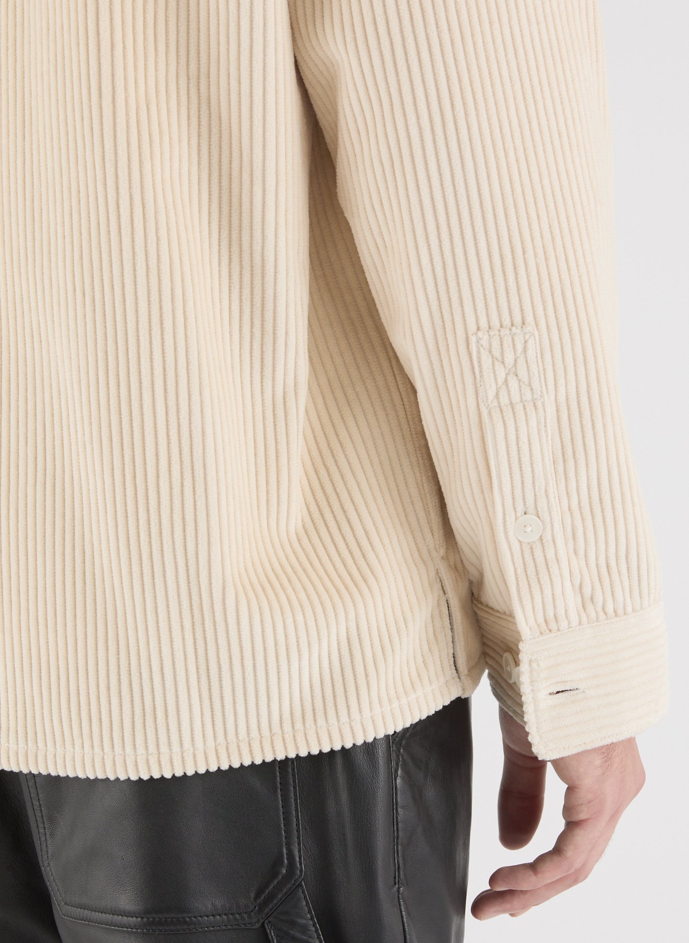 Rechte overhemd met klassieke kraag van ribfluweel SAISON 1865 Beige