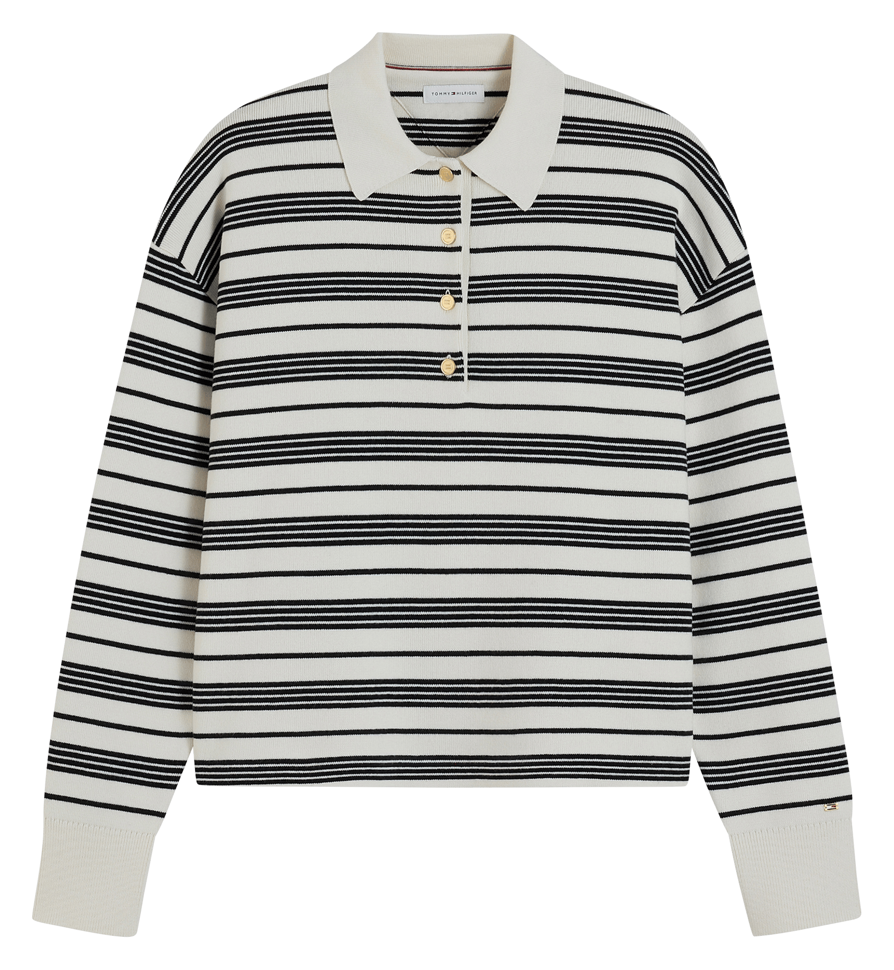 Straight fit polo collar sweatshirt with stripes TOMMY HILFIGER White