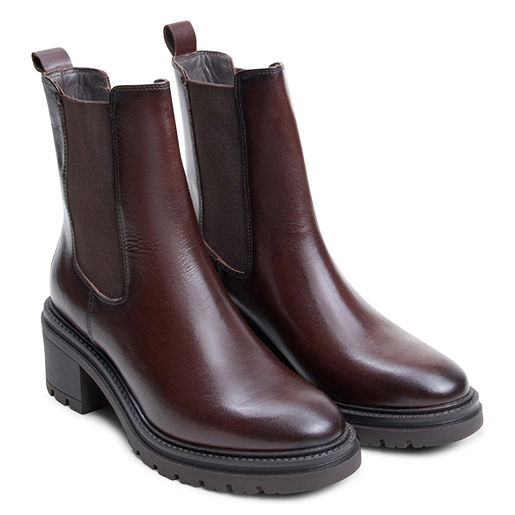 Bottines à semelles crantées en cuir  JONAK Prune