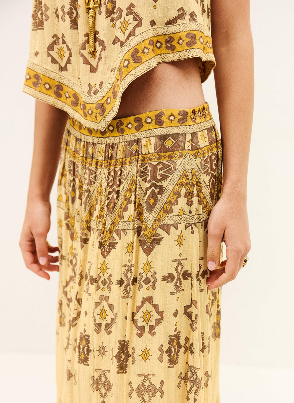 Lange rok met print BA&SH Geel