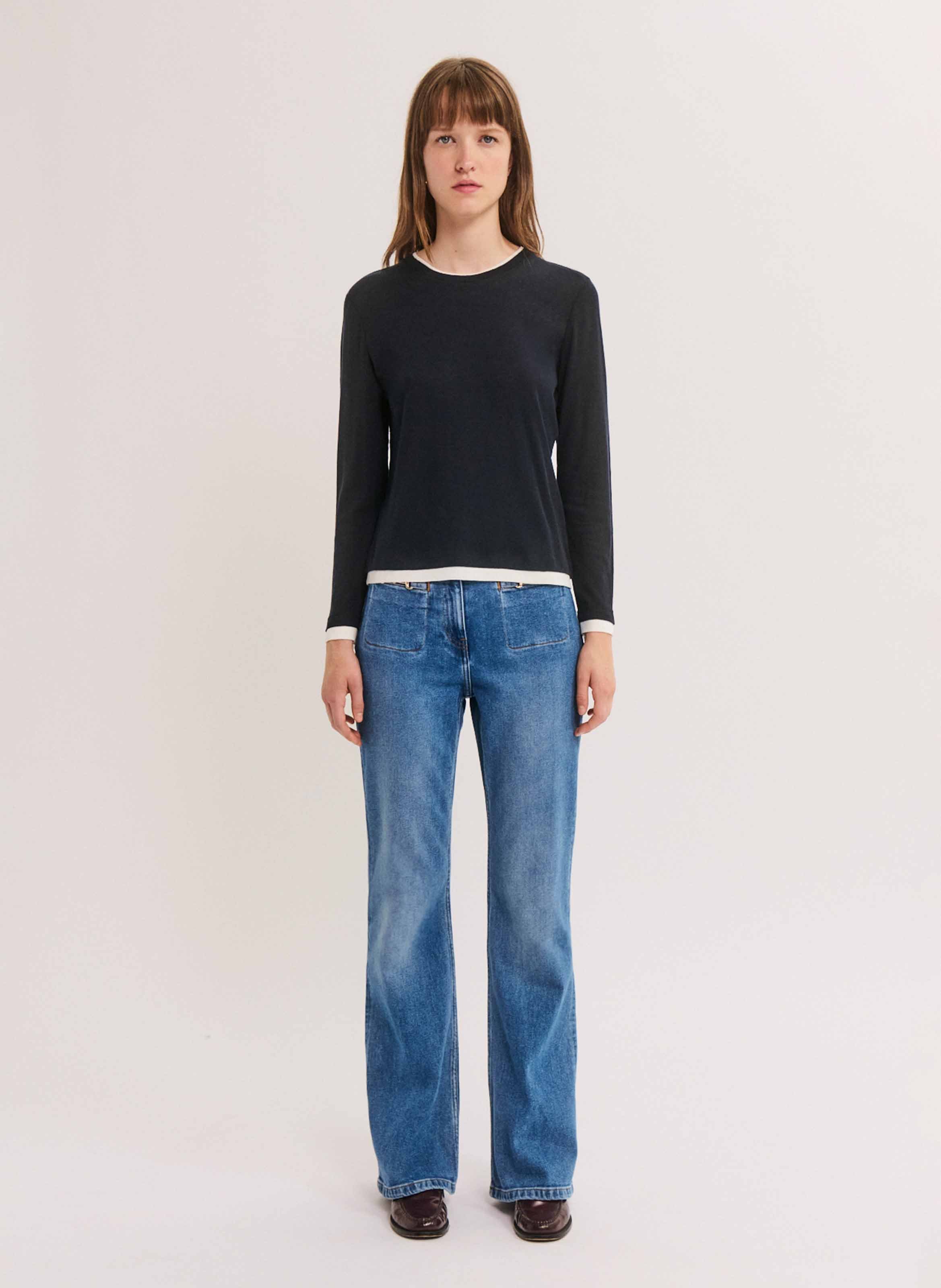 Straight-cut round-neck T-shirt PABLO Blue