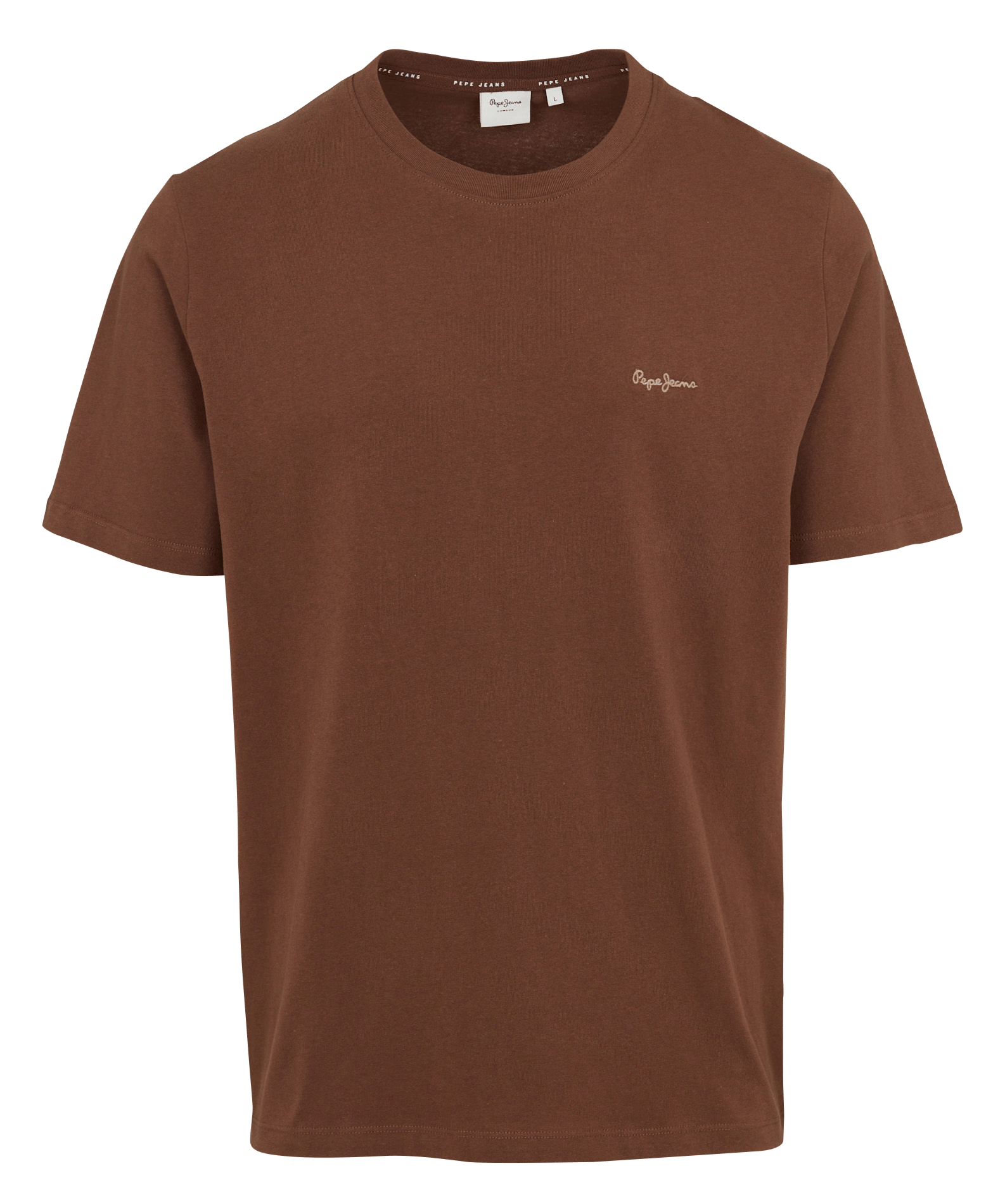 T-shirt droit col rond en coton PEPE JEANS Marron